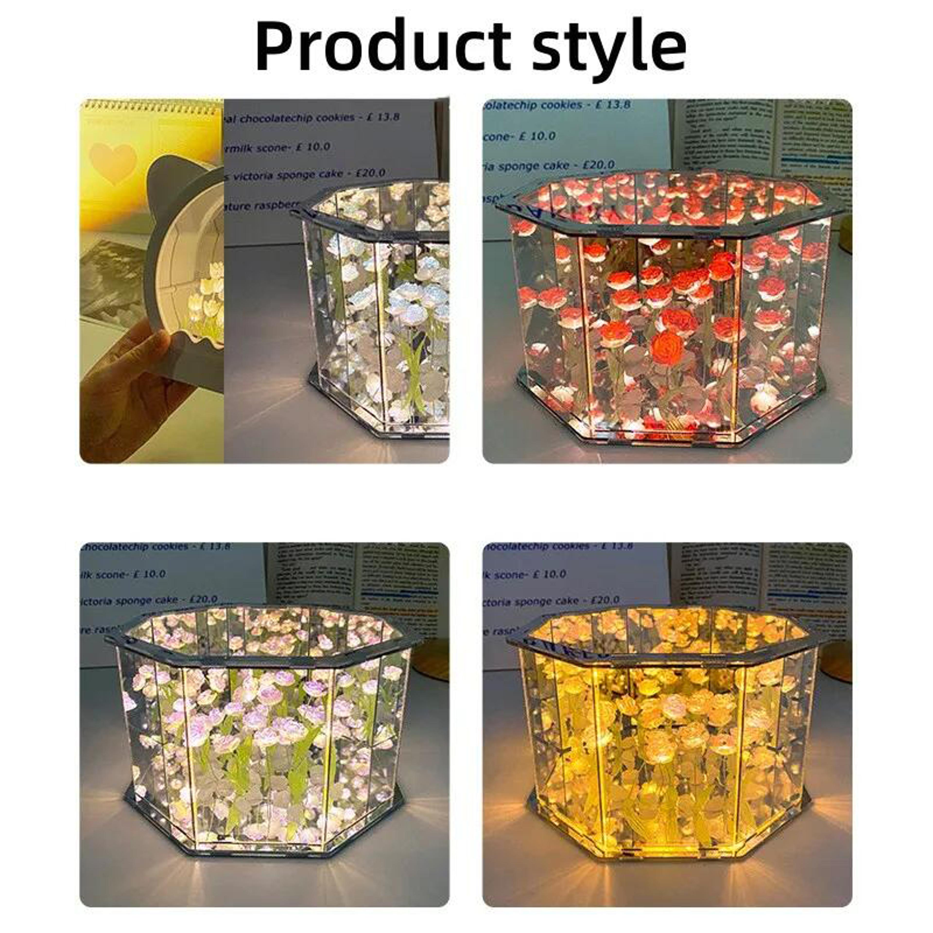 DIY Tulip Mirror Cube Lamp ThreeDimensional Nightlight Handmade Craft Birthday Gift LED Tulip Night 1