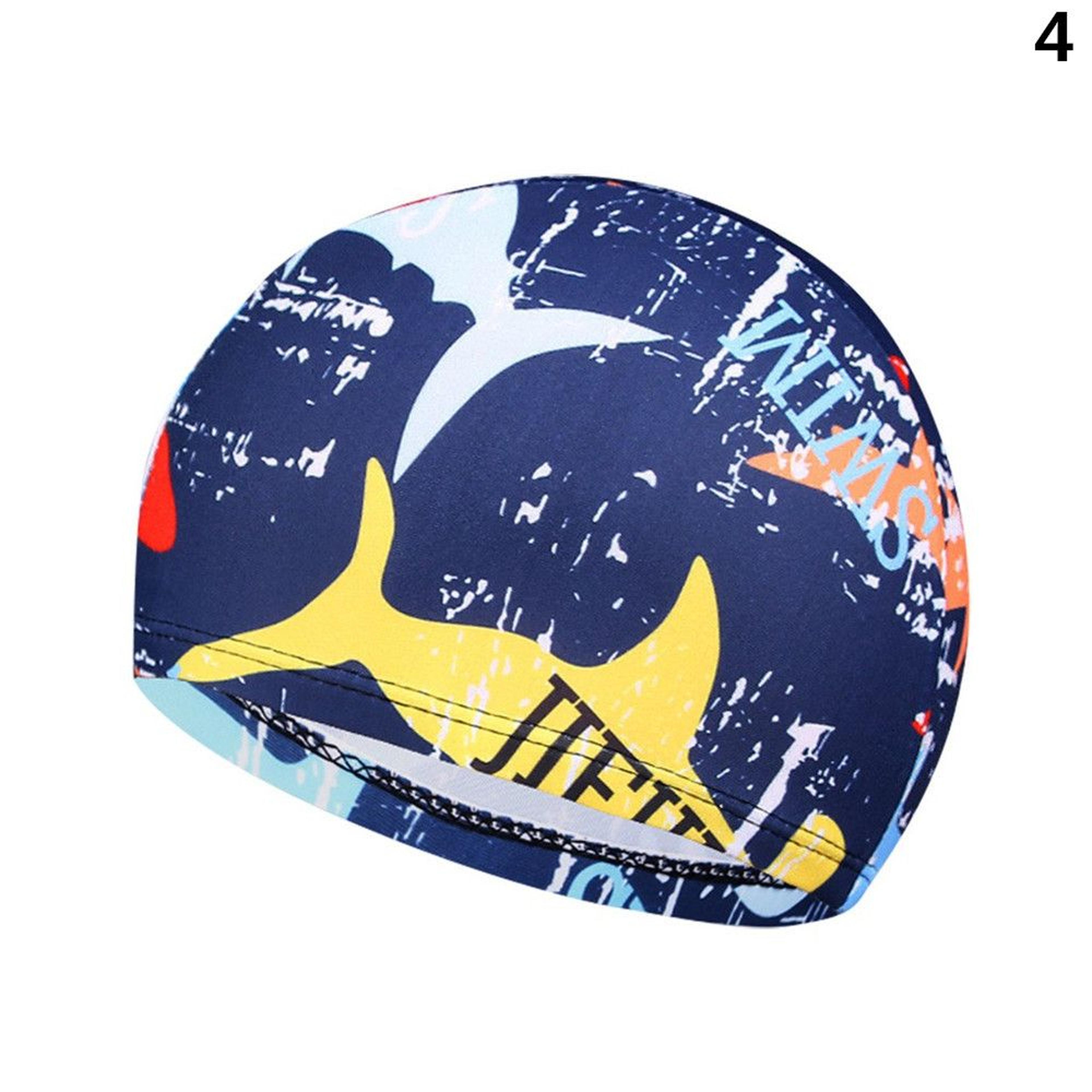 Elastic Nylon Turban Swimming Cap Flowers Printed Long Hair Cap Men Women Pool Bathing Hat Sports A 7