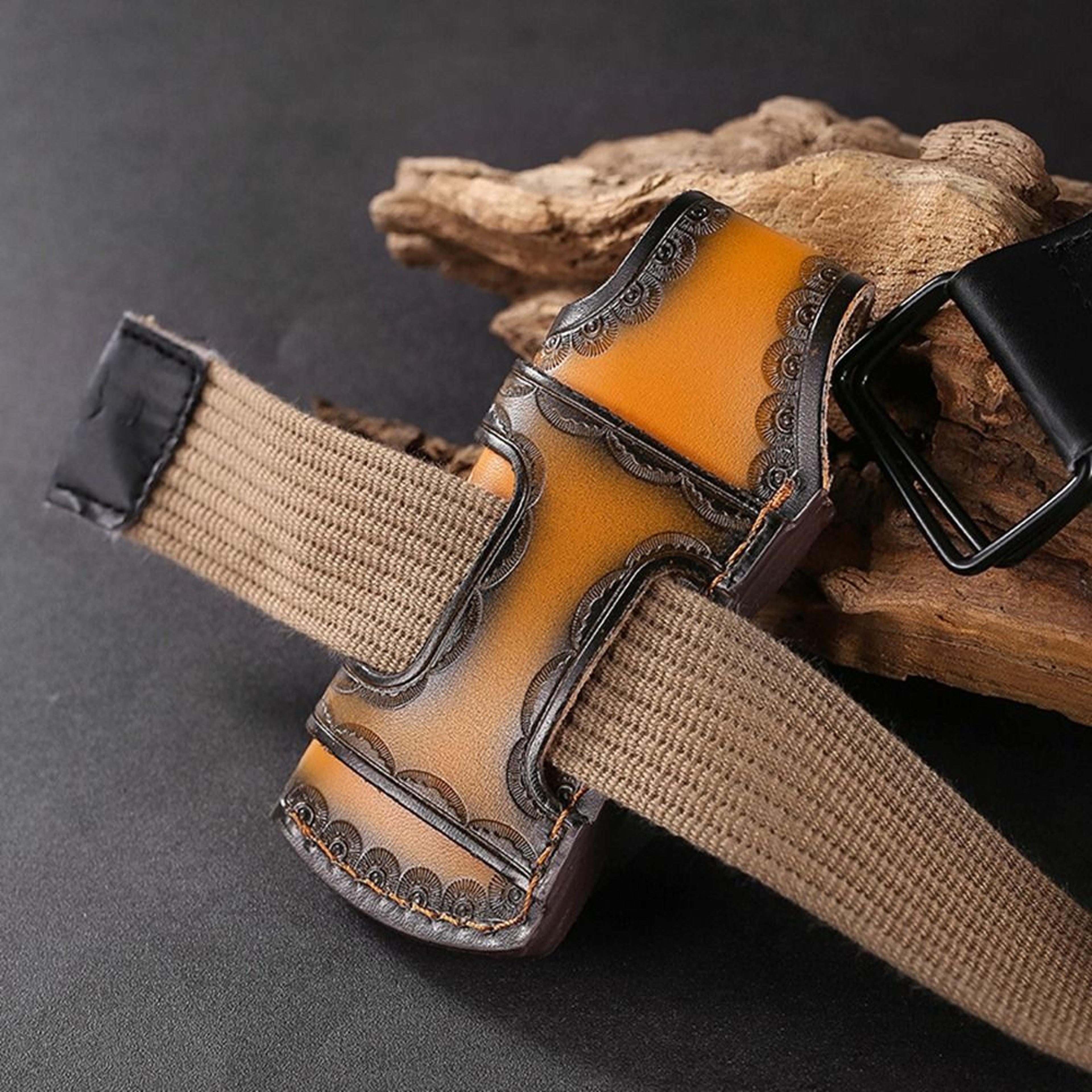 Brown Belt Loop Case Holder New Leather Sheath Pocket Flashlight Belt Fold Knife Scabbard Hunt Camp 4