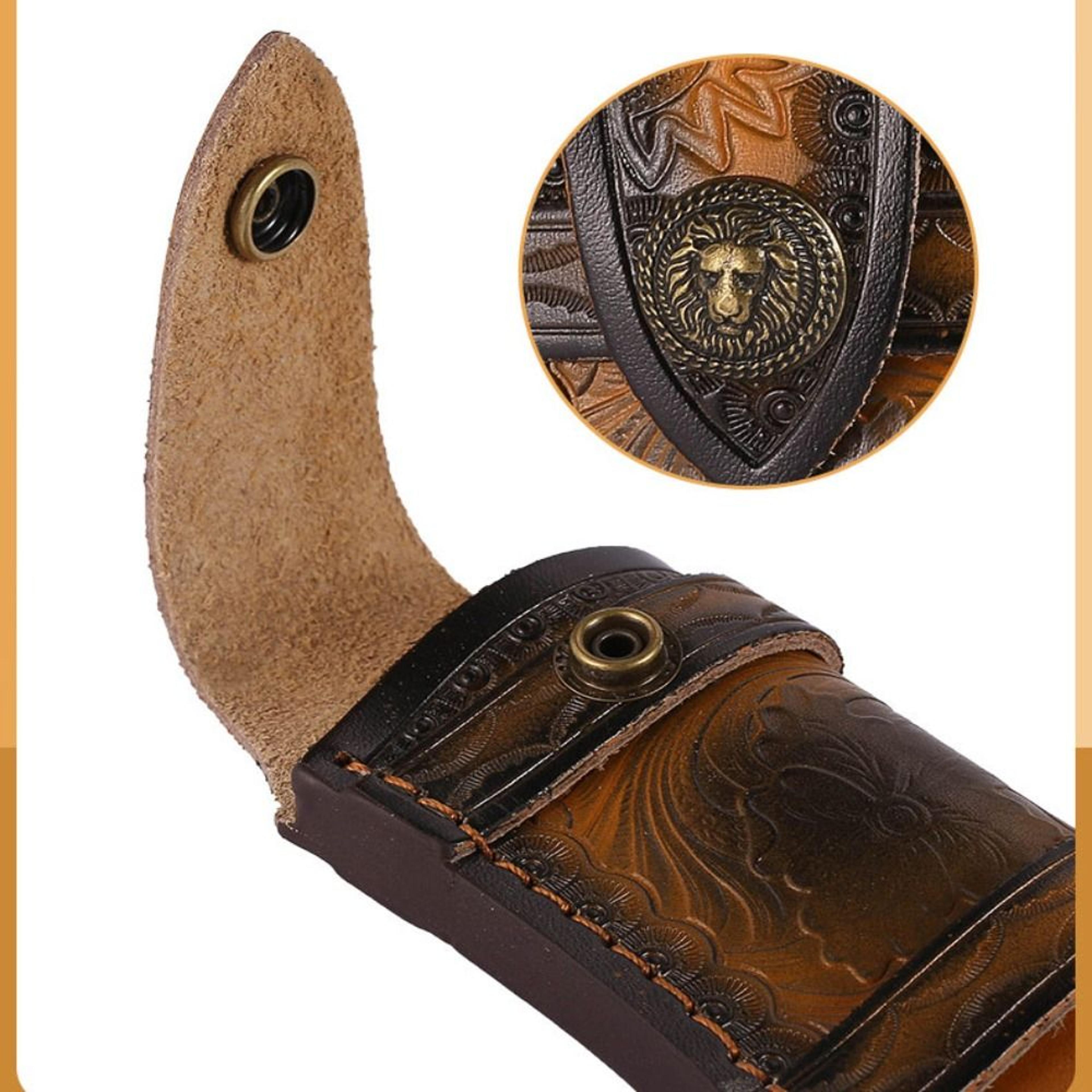 Brown Belt Loop Case Holder New Leather Sheath Pocket Flashlight Belt Fold Knife Scabbard Hunt Camp 5