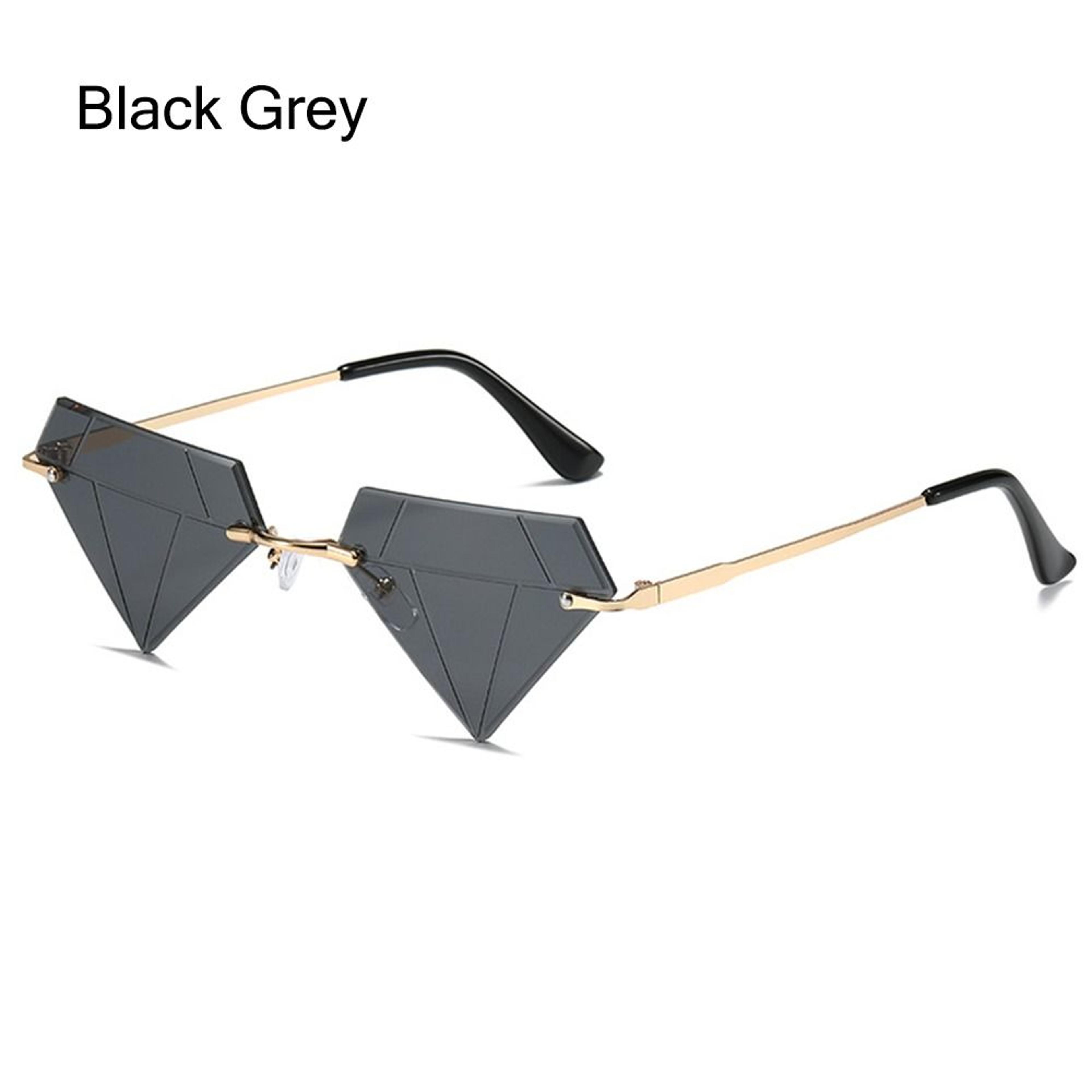 Rimless Sun Glasses For Women Retro Diamond Shaped Halloween Glasses Triangle Sunglasses Rave Party 11