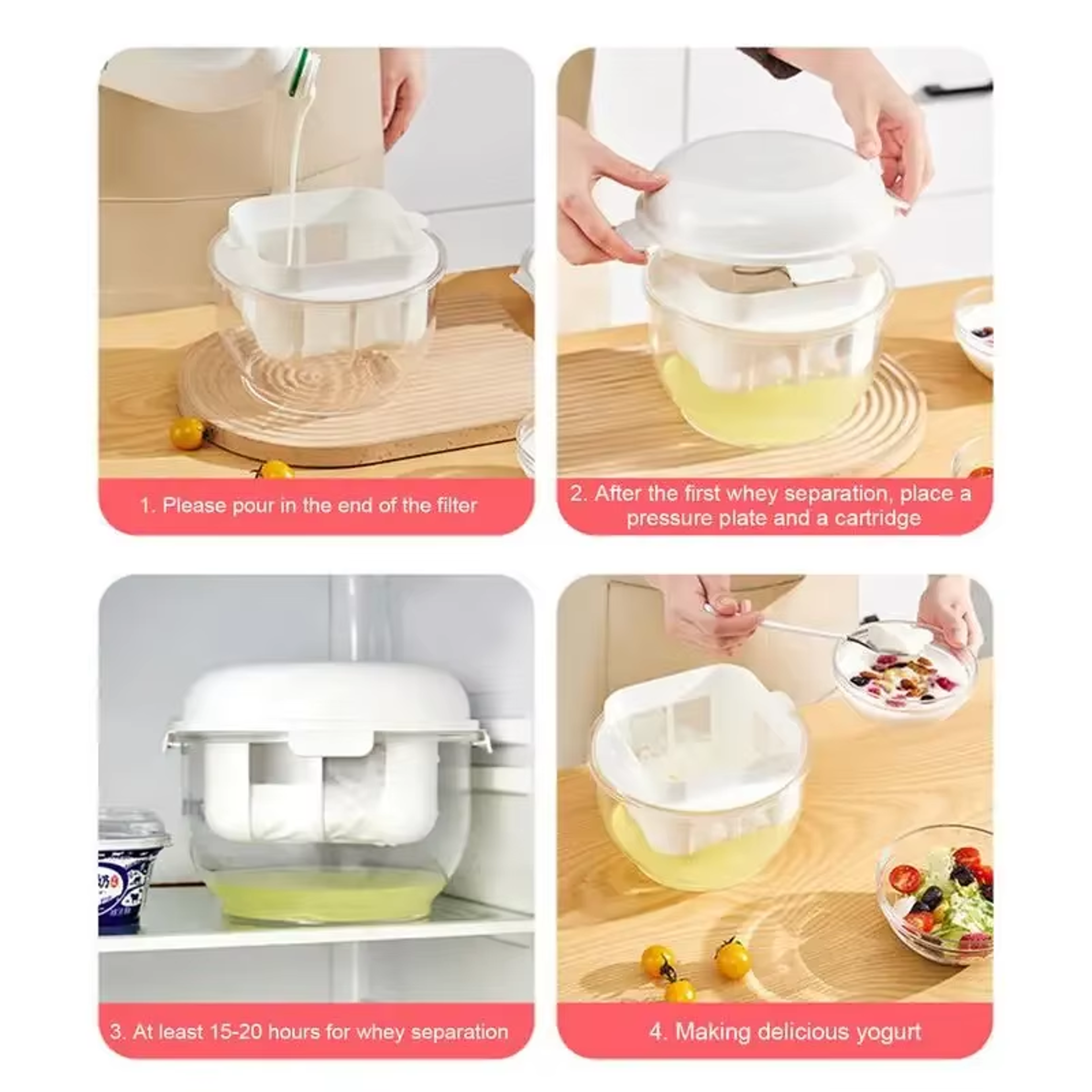 Thick  Creamy Homemade Greek Yogurt Strainer BPAFree Reusable Mesh Filter With Lid Premium Yogurt M 2