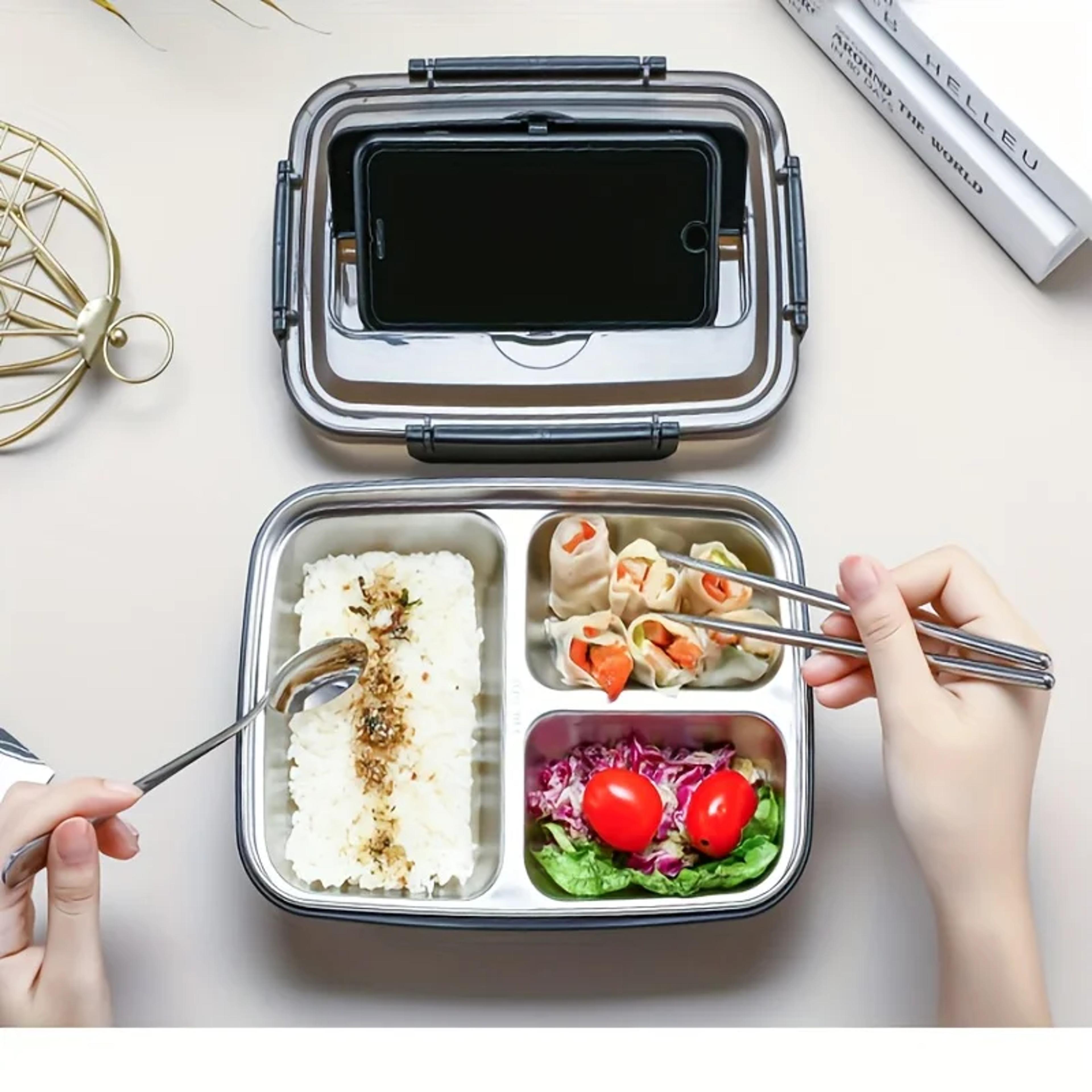 Durable LeakProof Stainless Steel Lunch Box With Compartments EasyClean Bento Container For Office  2