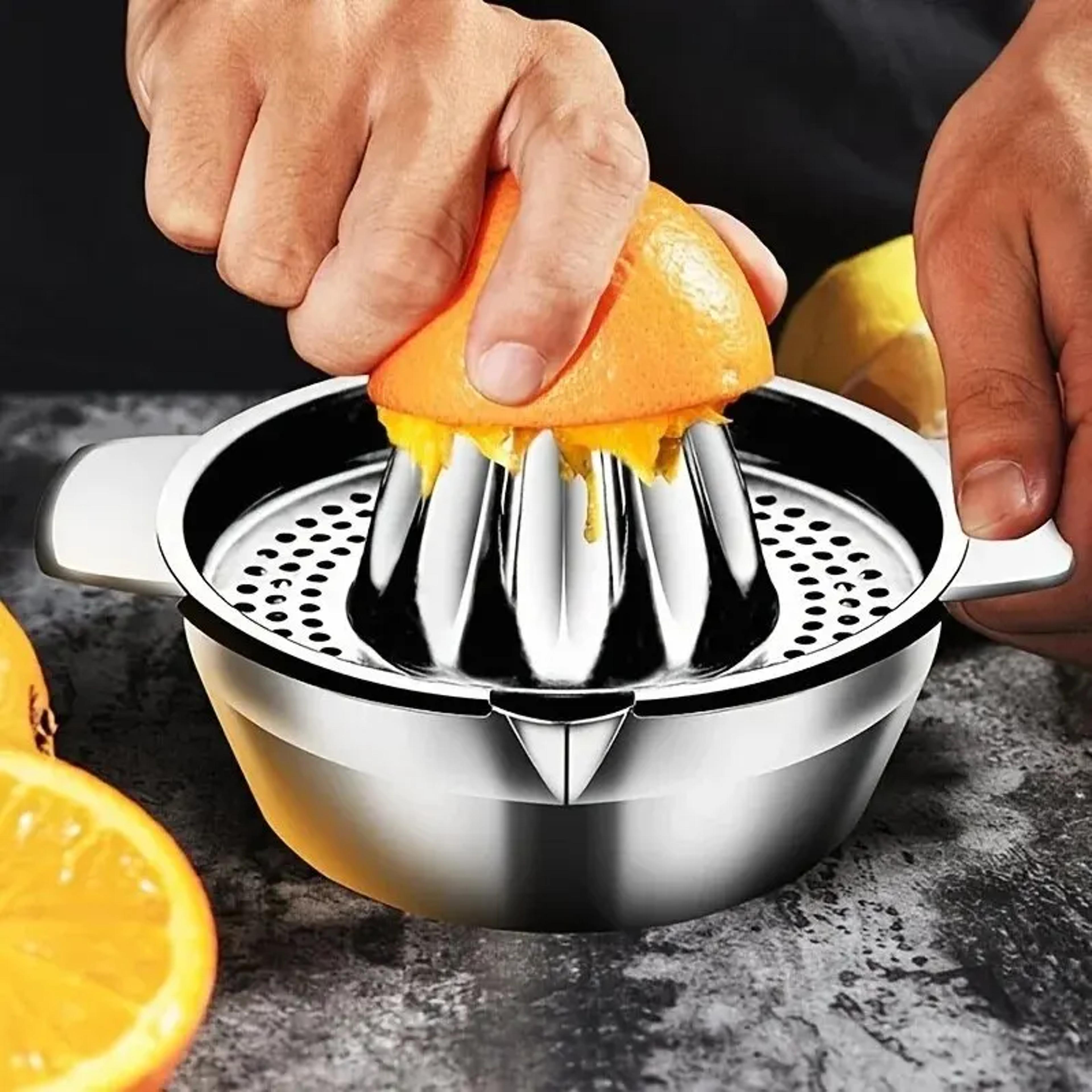 Easy To Use Stainless Steel Lemon Squeezer And Juicer Convenient For Oranges Lemons With Bowl Conta 6