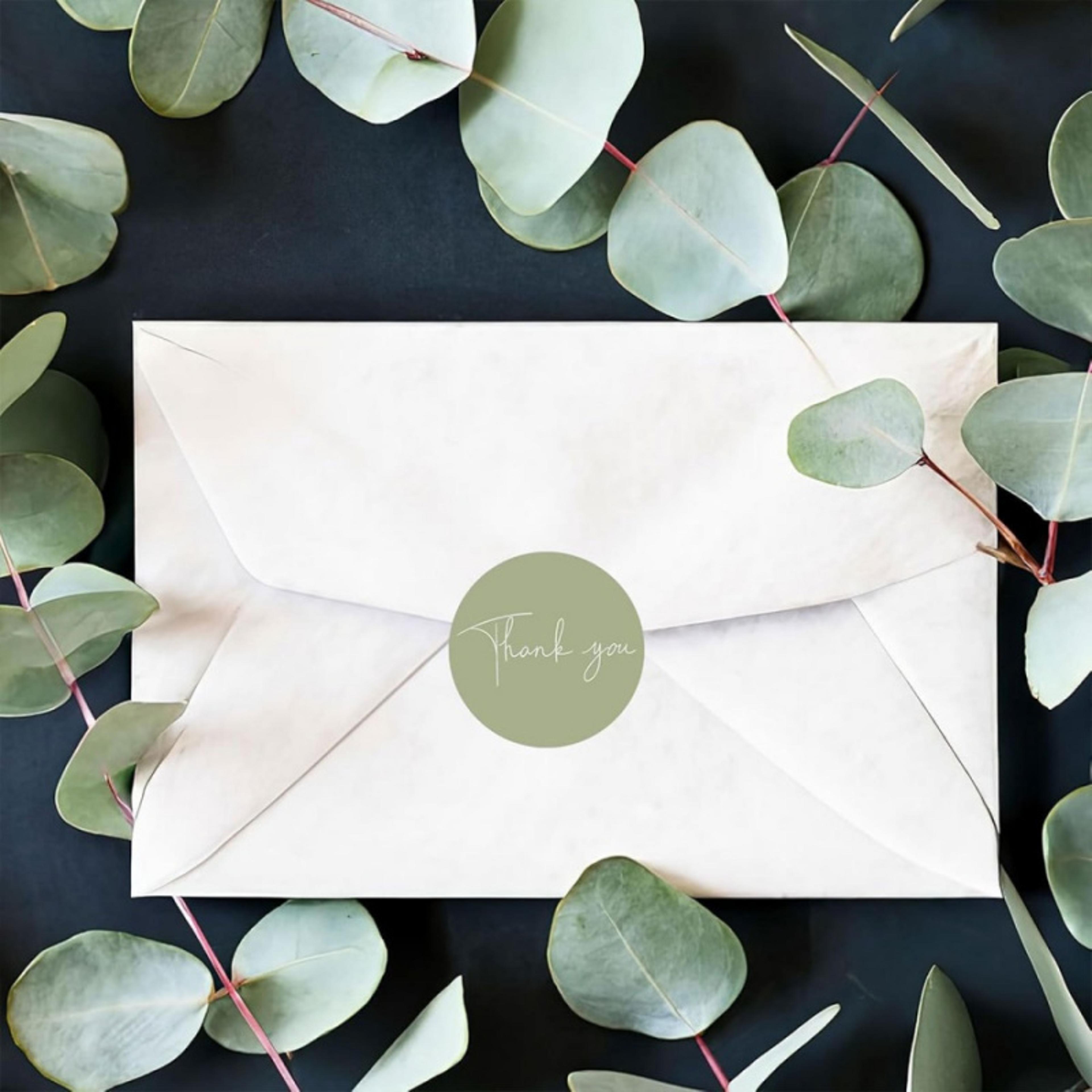 Round Heart Thank You Stickers Spring Green Envelope Sealing Gift Packaging Stickers For Baking Sui 4