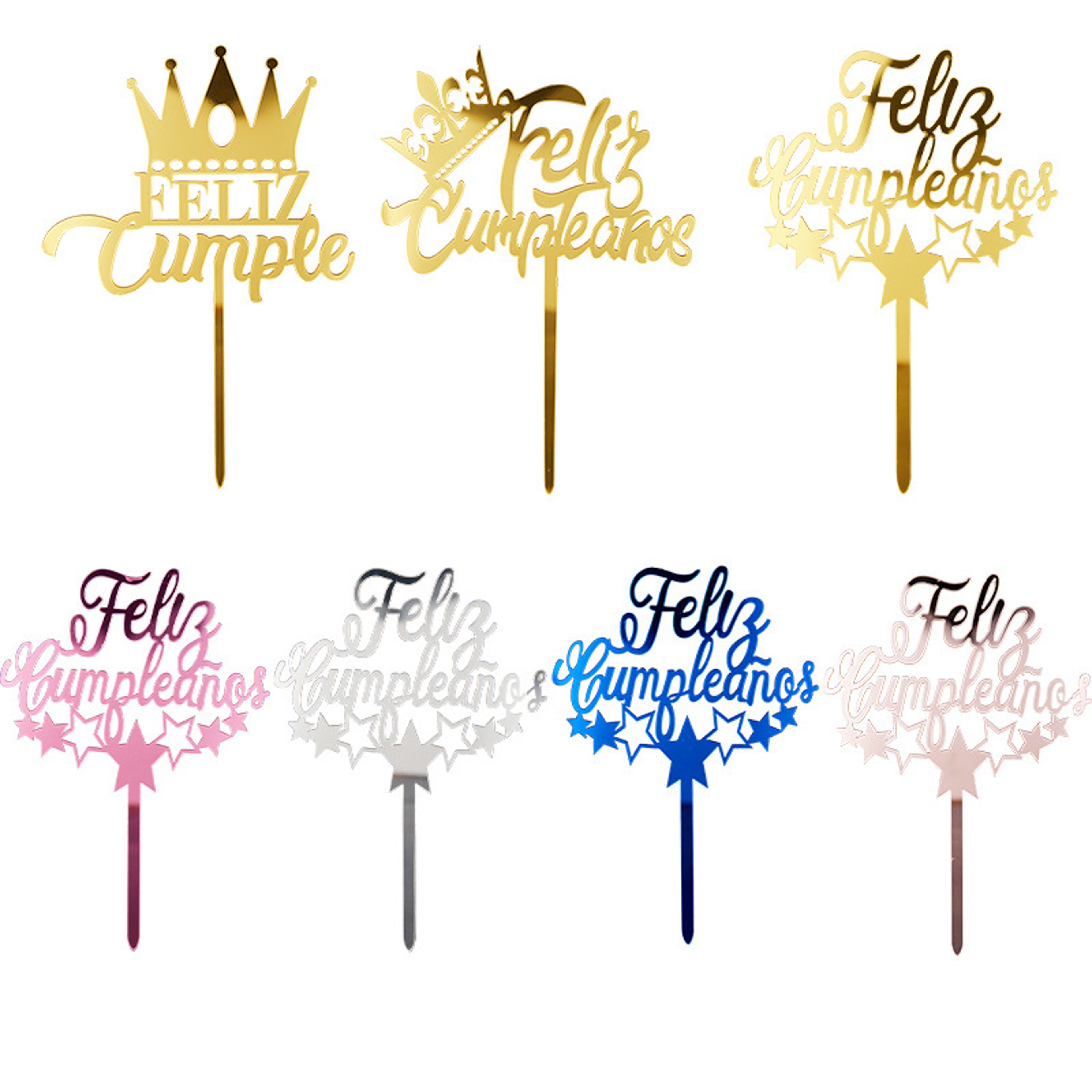 birthday party cake decoration spanish acrylic insertion design