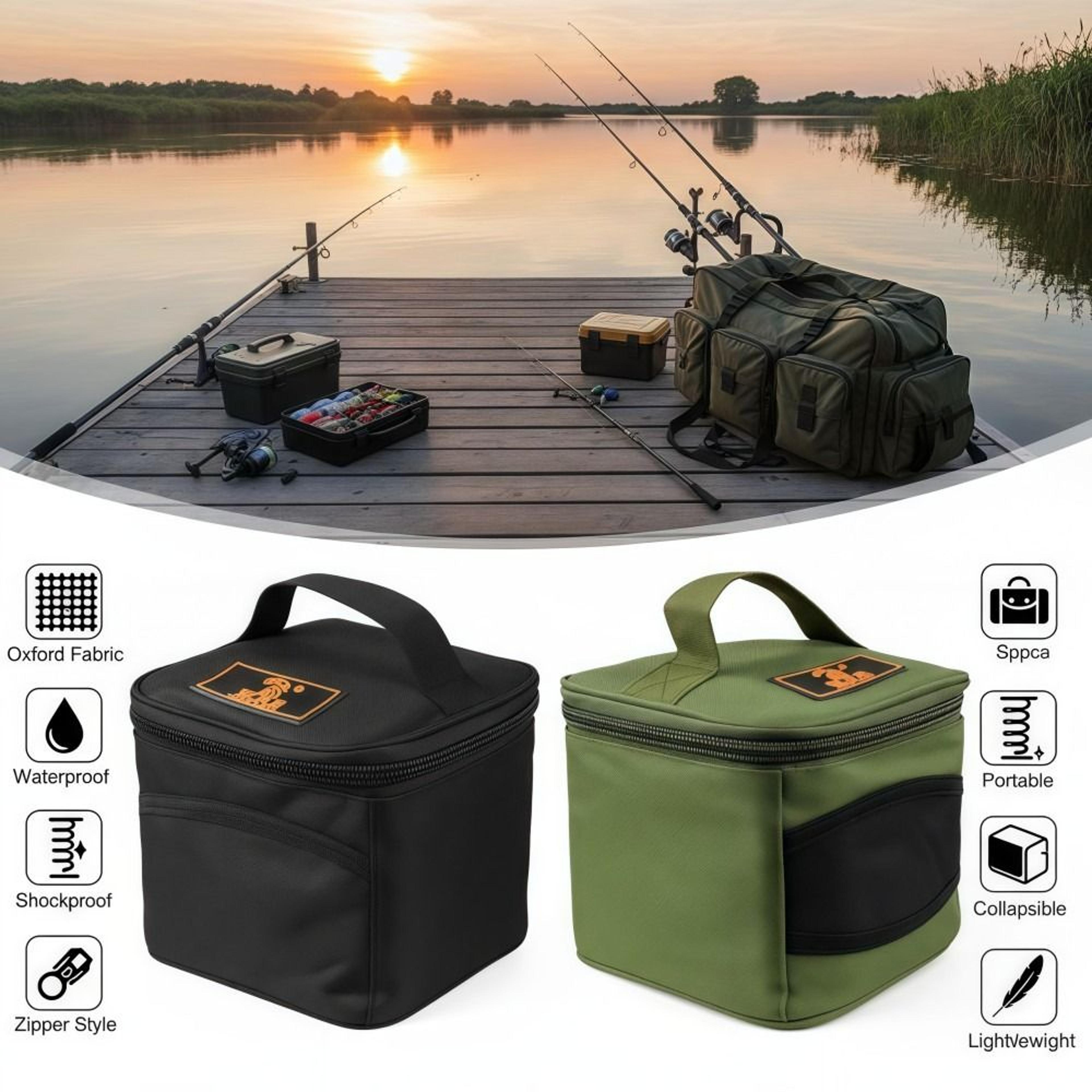 lightweight oxford cloth fishing reel bag, waterproof organizer, shockproof tackle storage case
