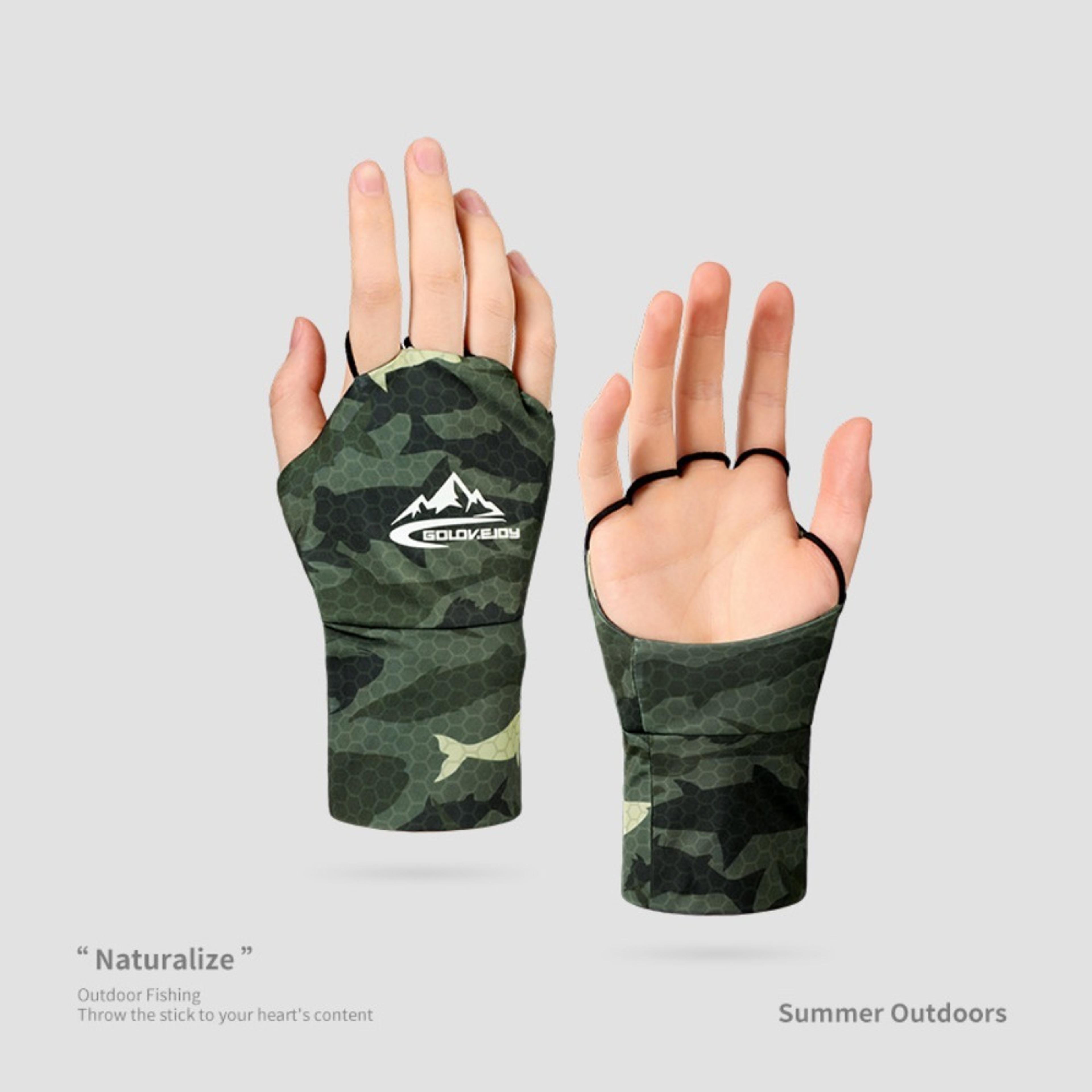 Breathable AntiUV Touch Screen Ice Silk Fishing Gloves Palm Hollowed Highly Elastic Riding Gloves 6