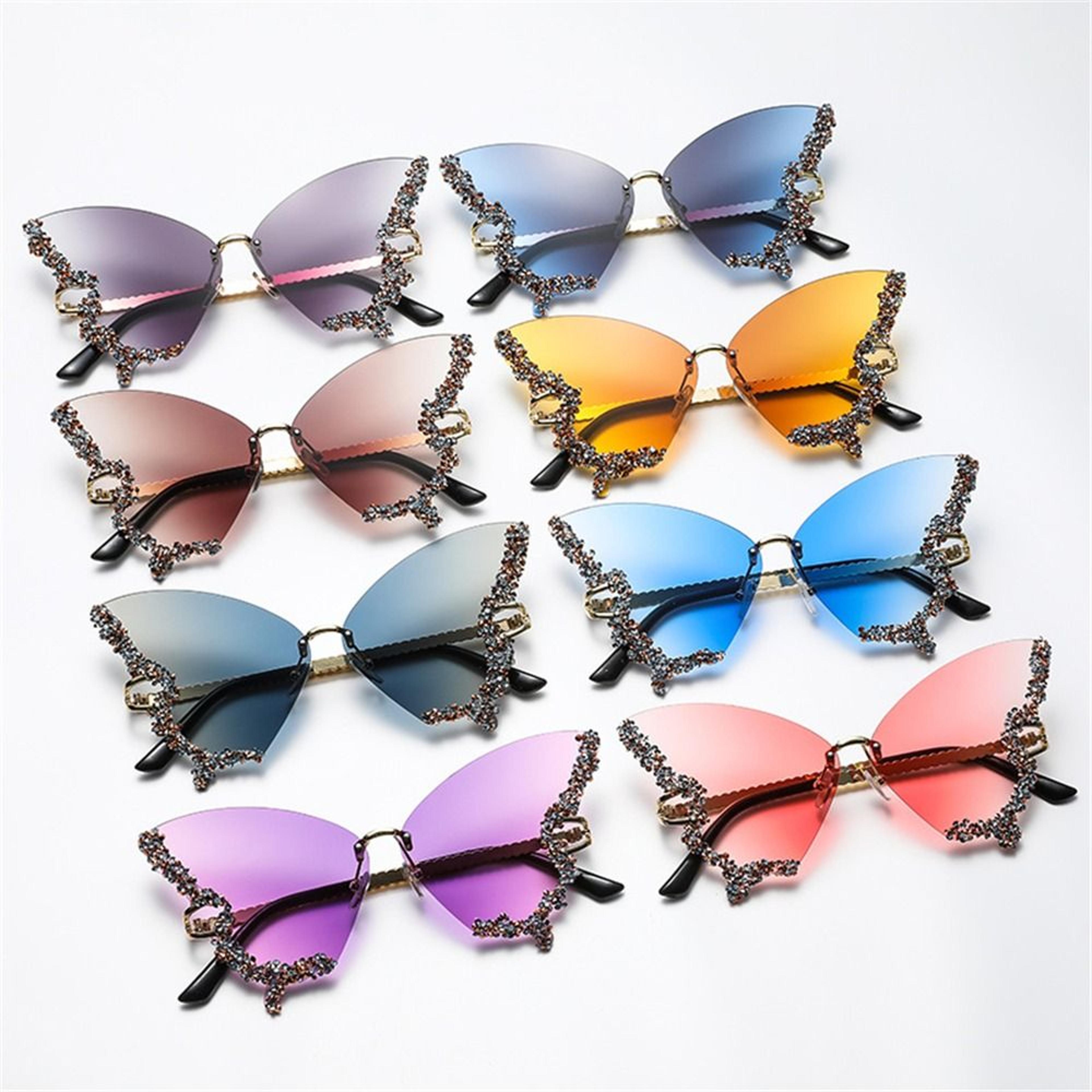 Bling Sunglasses For Women Rhinestone Butterfly Purple Diamond Shades 3