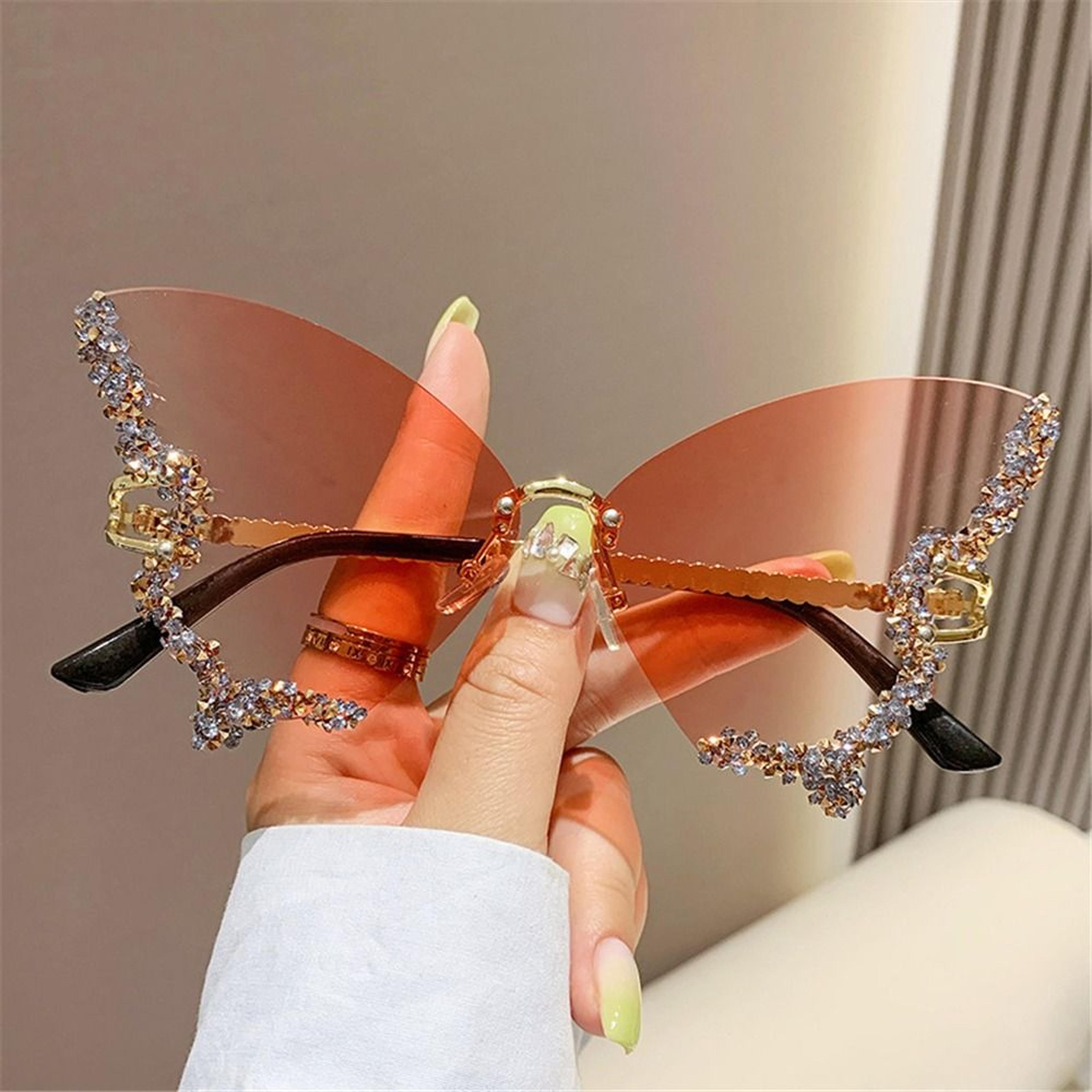 Bling Sunglasses For Women Rhinestone Butterfly Purple Diamond Shades 11