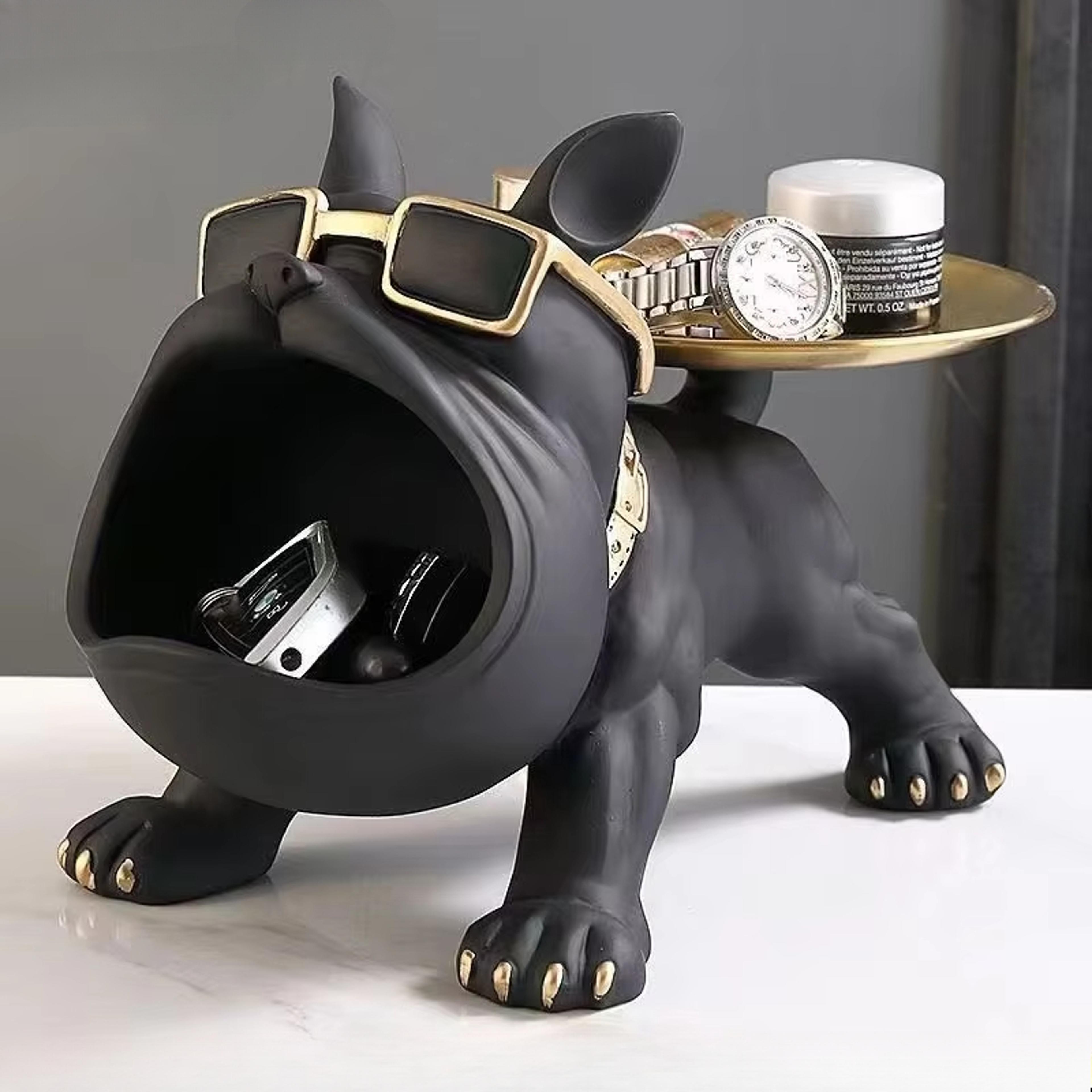 Bulldog Figurine Dog Statue Storage Box Resin Animal Sculpture 0
