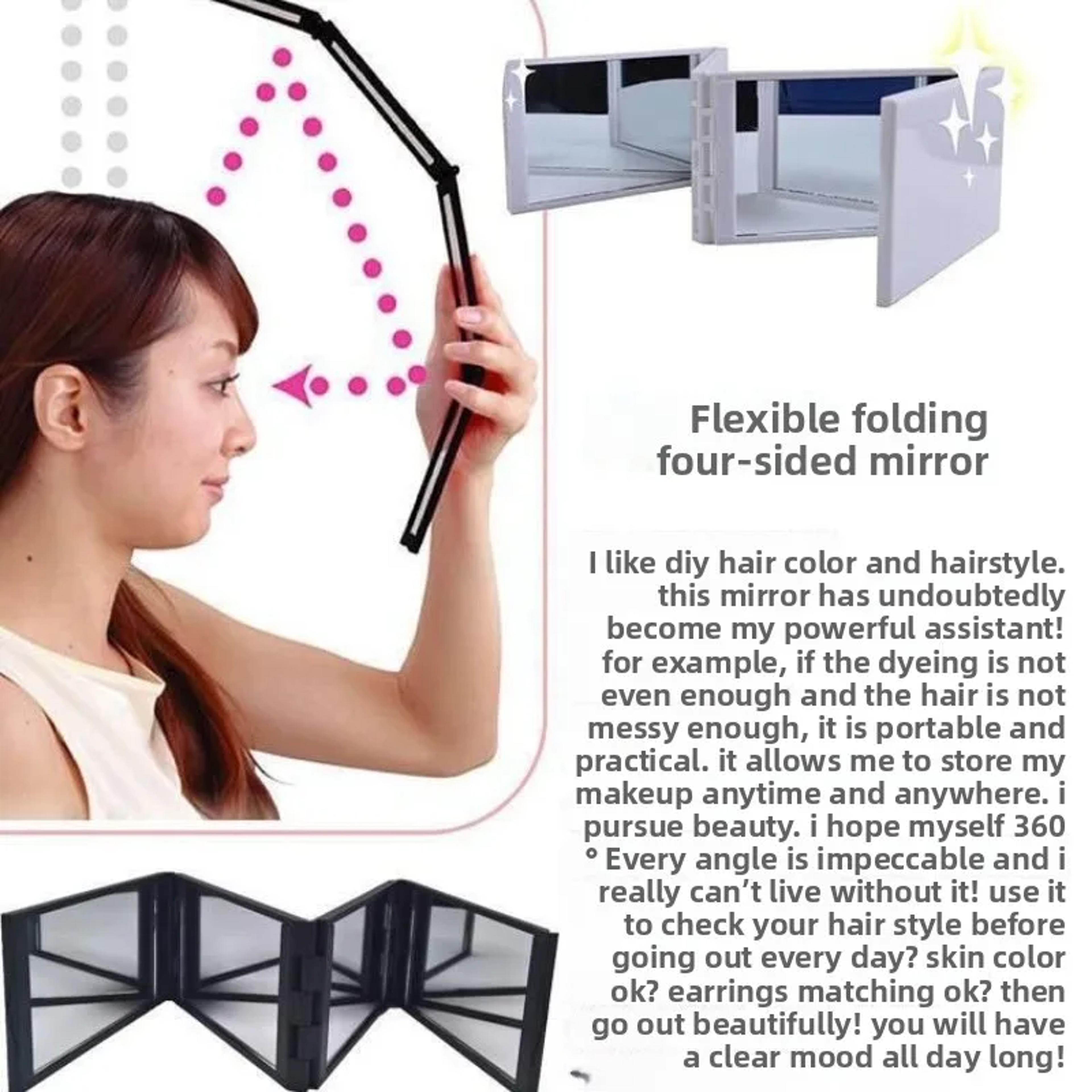 Portable Multi Angle Foldable DIY Fulllength Mirror Four Fold Bathroom Vanity Mirror 4