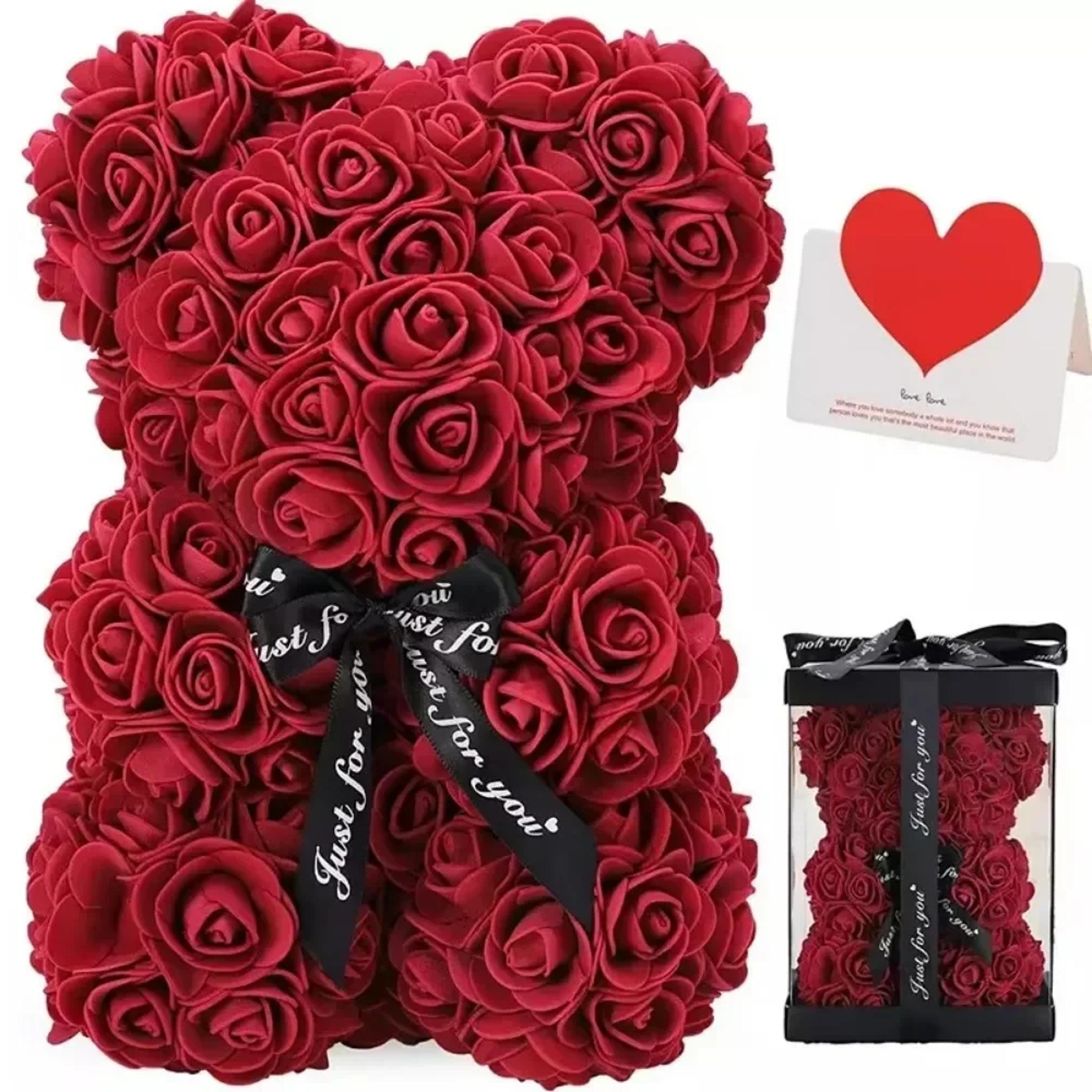 eternal rose teddy bear, new artificial flower for mom, mother's day, birthday & anniversary gifts