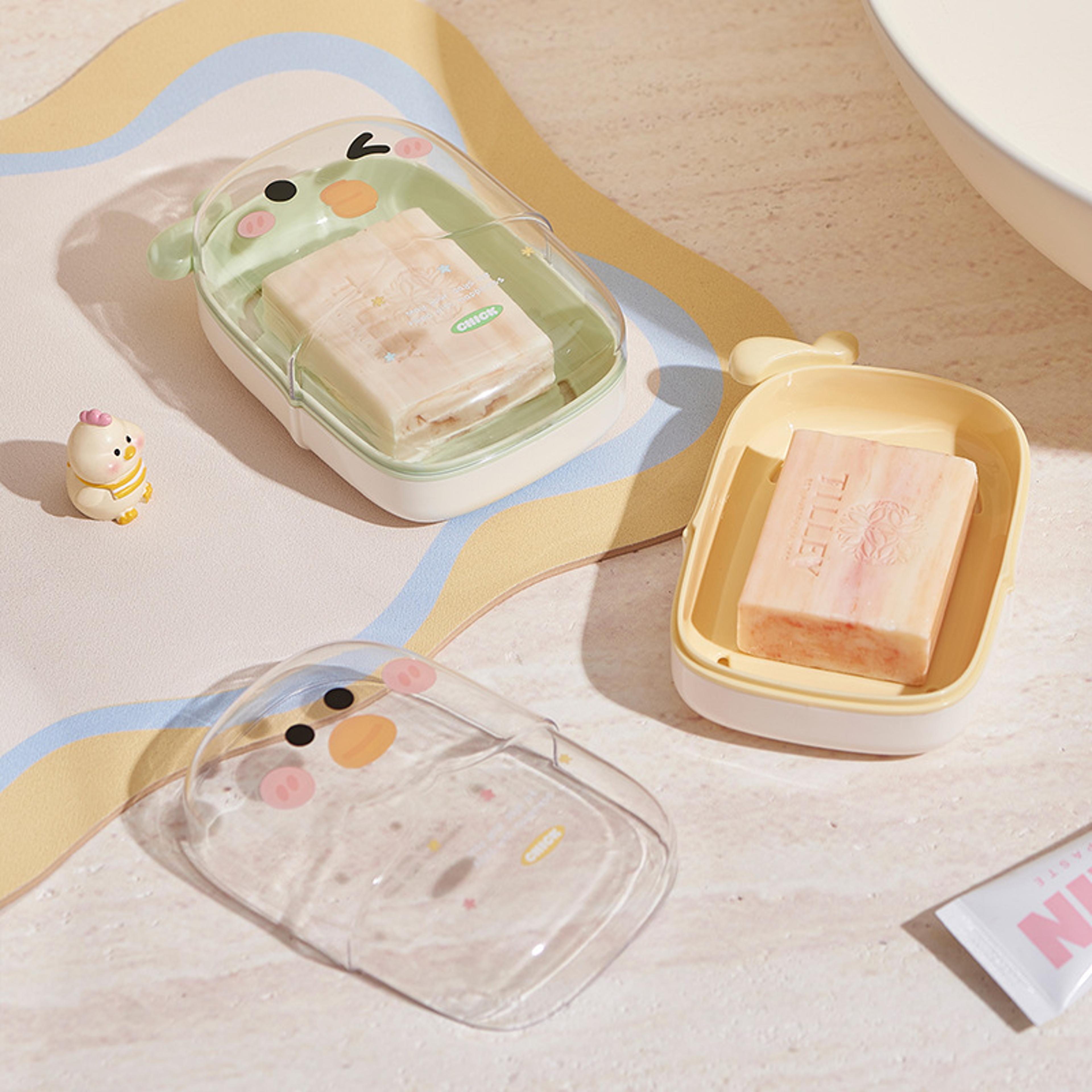 Portable Travel Soap Holder Cute Cartoon Duck Shaped Soap Case With Drainage DoubleLayer MoisturePr 2