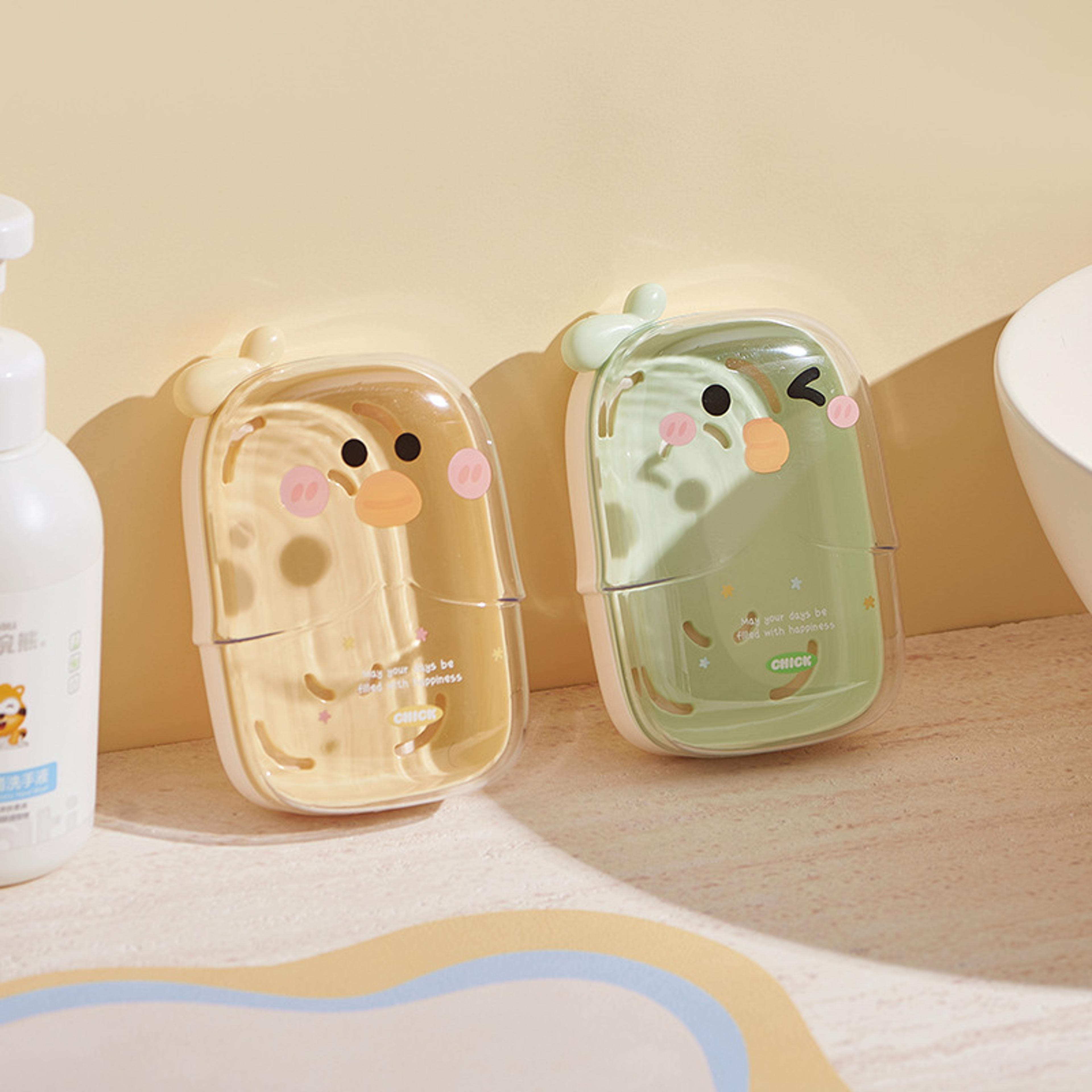 Portable Travel Soap Holder Cute Cartoon Duck Shaped Soap Case With Drainage DoubleLayer MoisturePr 3