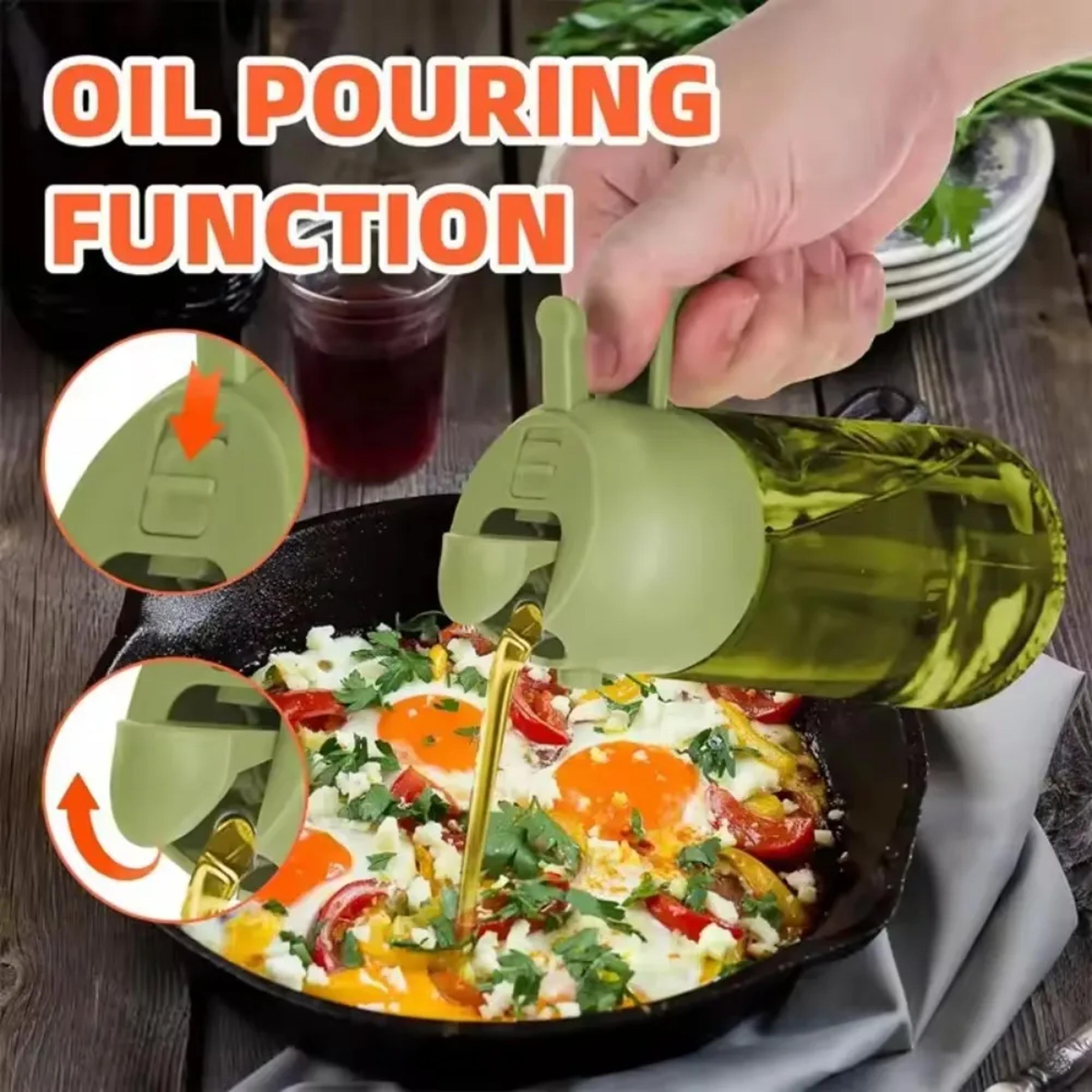 olive oil dispenser bottle for kitchen, light-blocking dark oil sprayer, dark green glass oil bottle