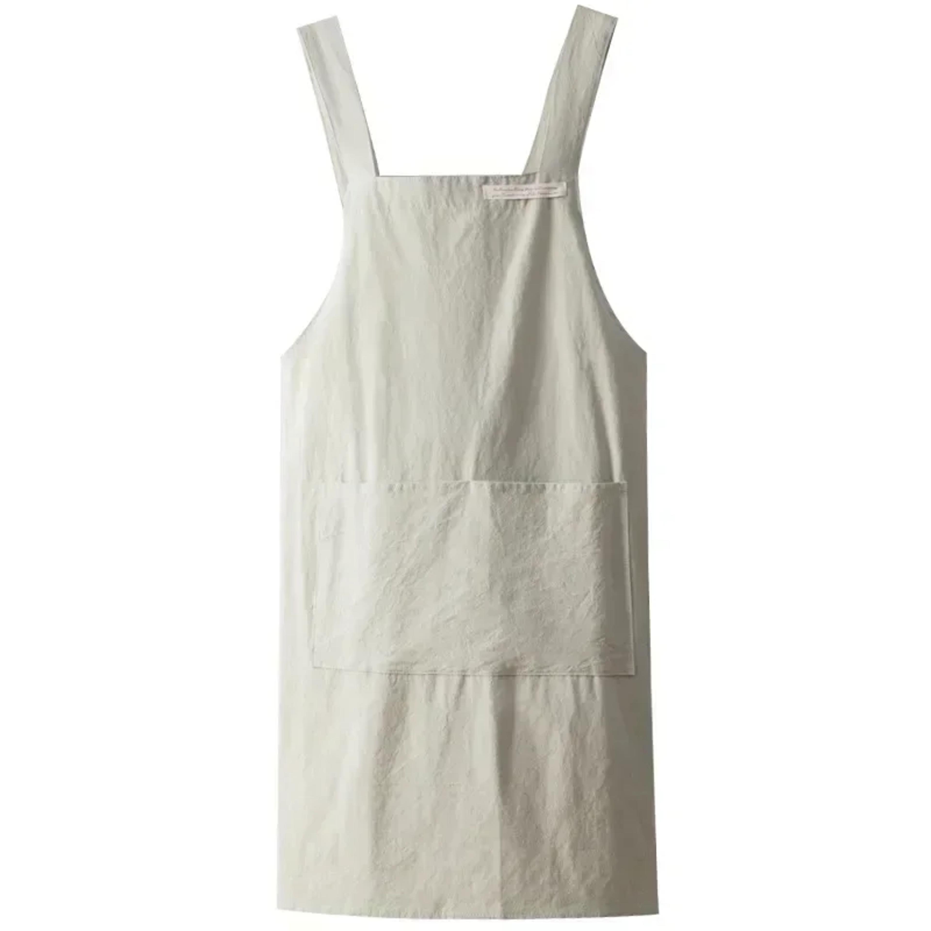 denim apron cotton and linen solid color, women japanese and korean simple apron, coffee shop florist kitchen blouse