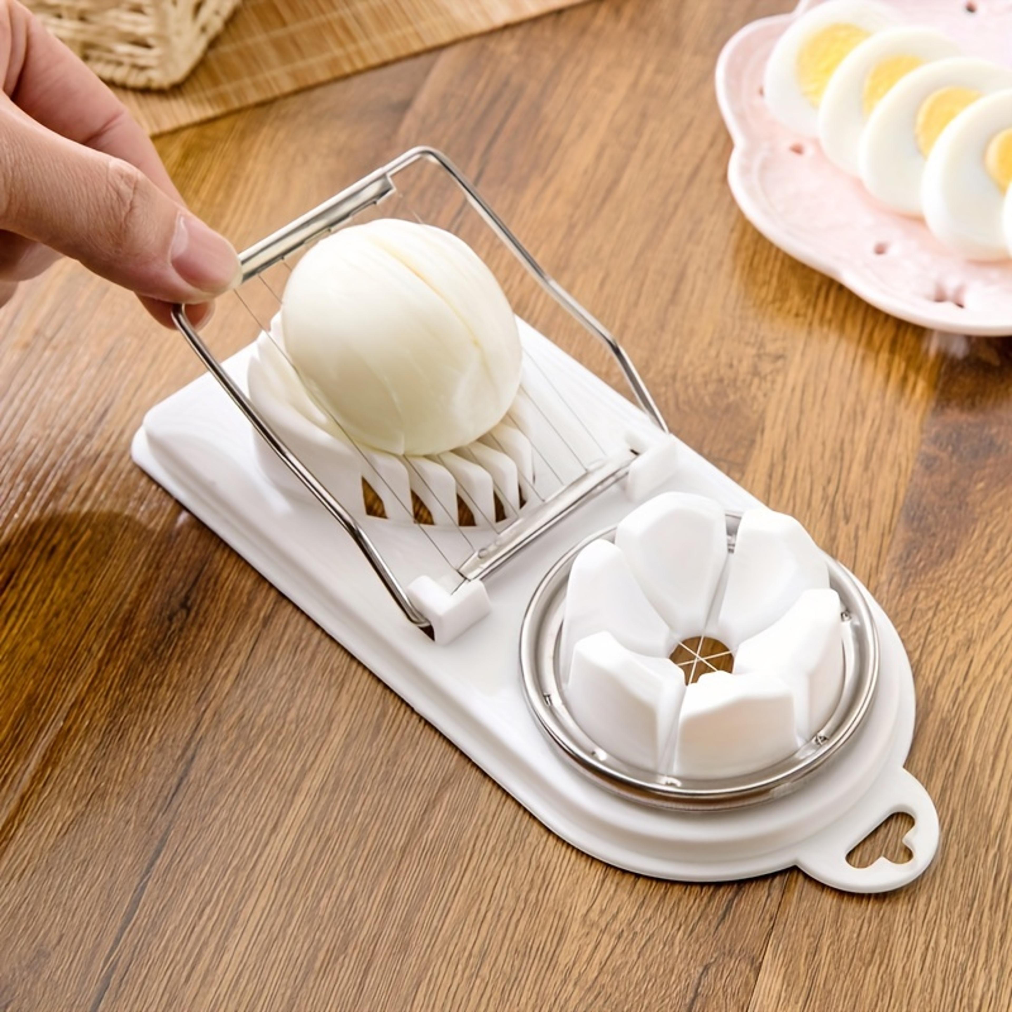 two in one home kitchen gadget, stainless steel multifunctional egg slicer, vegetables and fruits splitter cutting tool