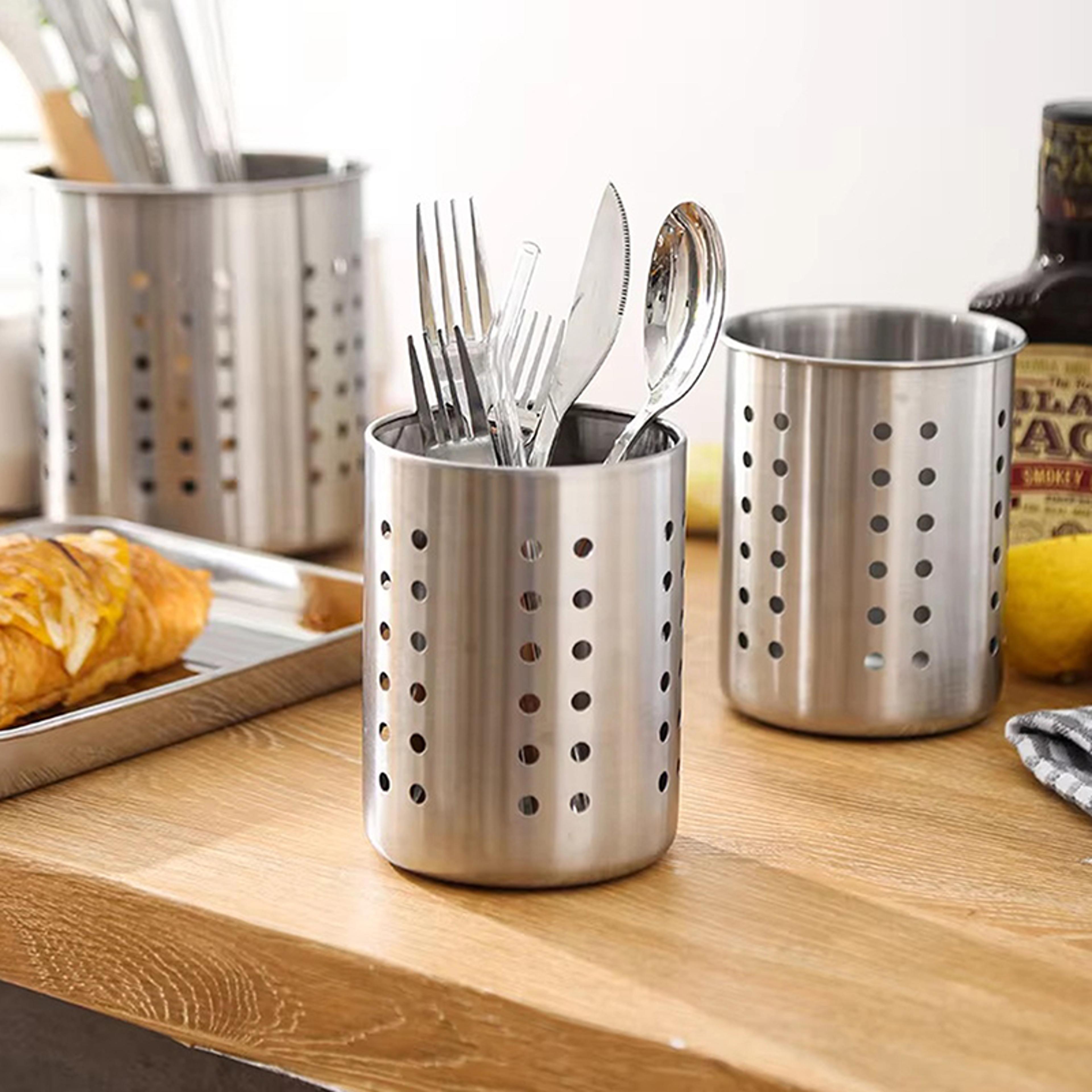 chopstick storage holder, stainless steel cutlery organizer, kitchen drainer for spoons & forks