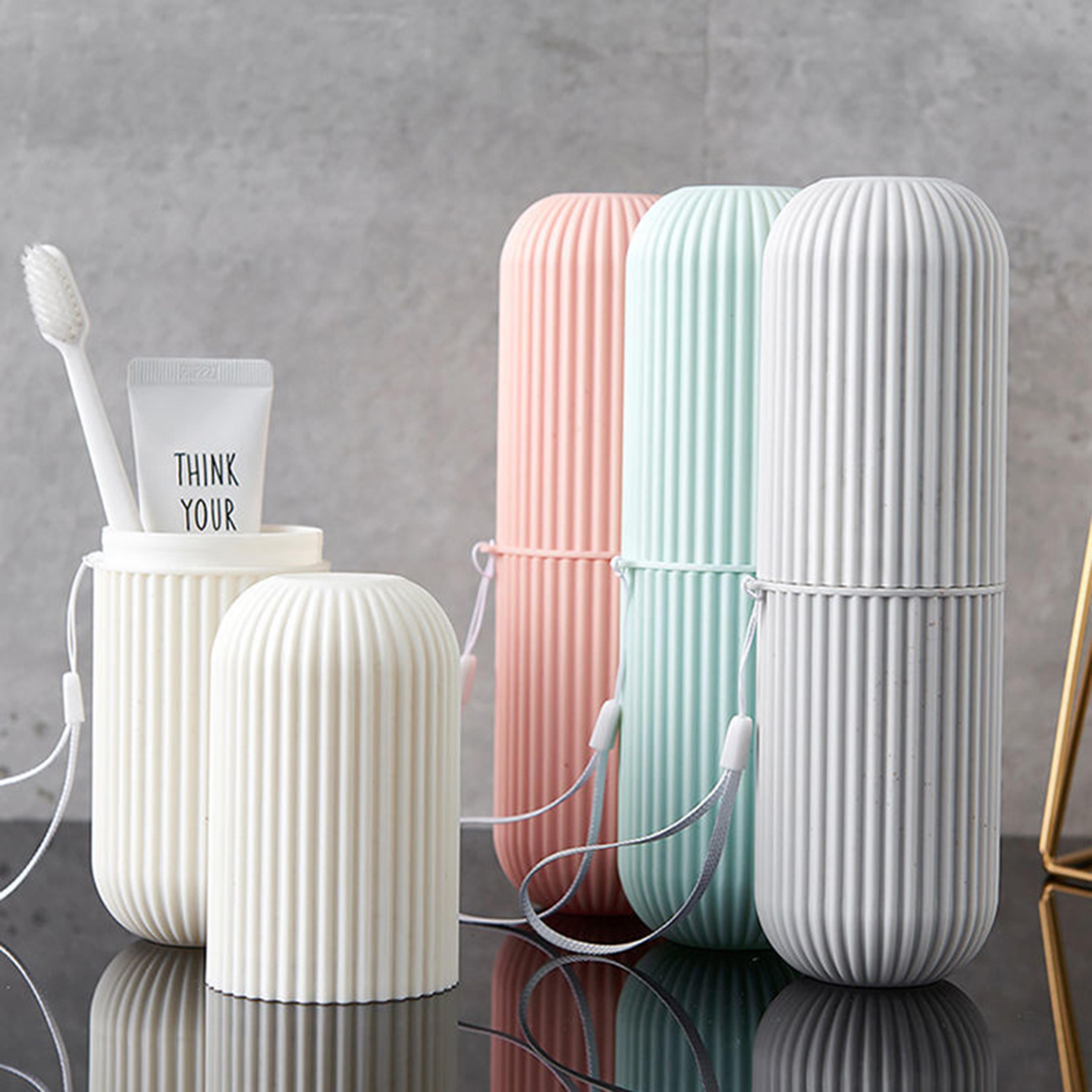 vertical stripe travel toothbrush box, brushing cup, toothware storage