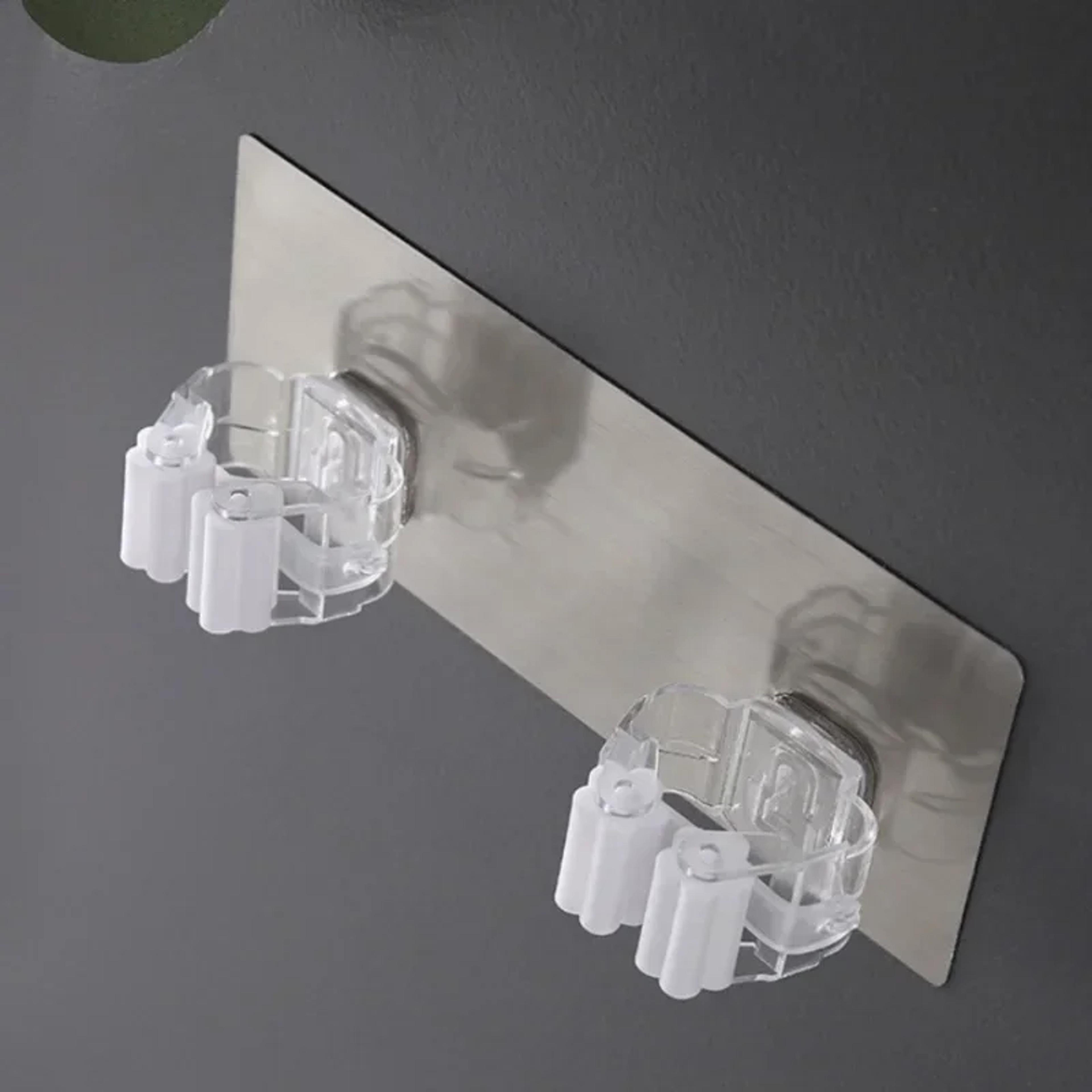 No Nail Mop Hook Multi Functional Traceless Mop Holder Double Head Strong Adhesive Household Clip 3