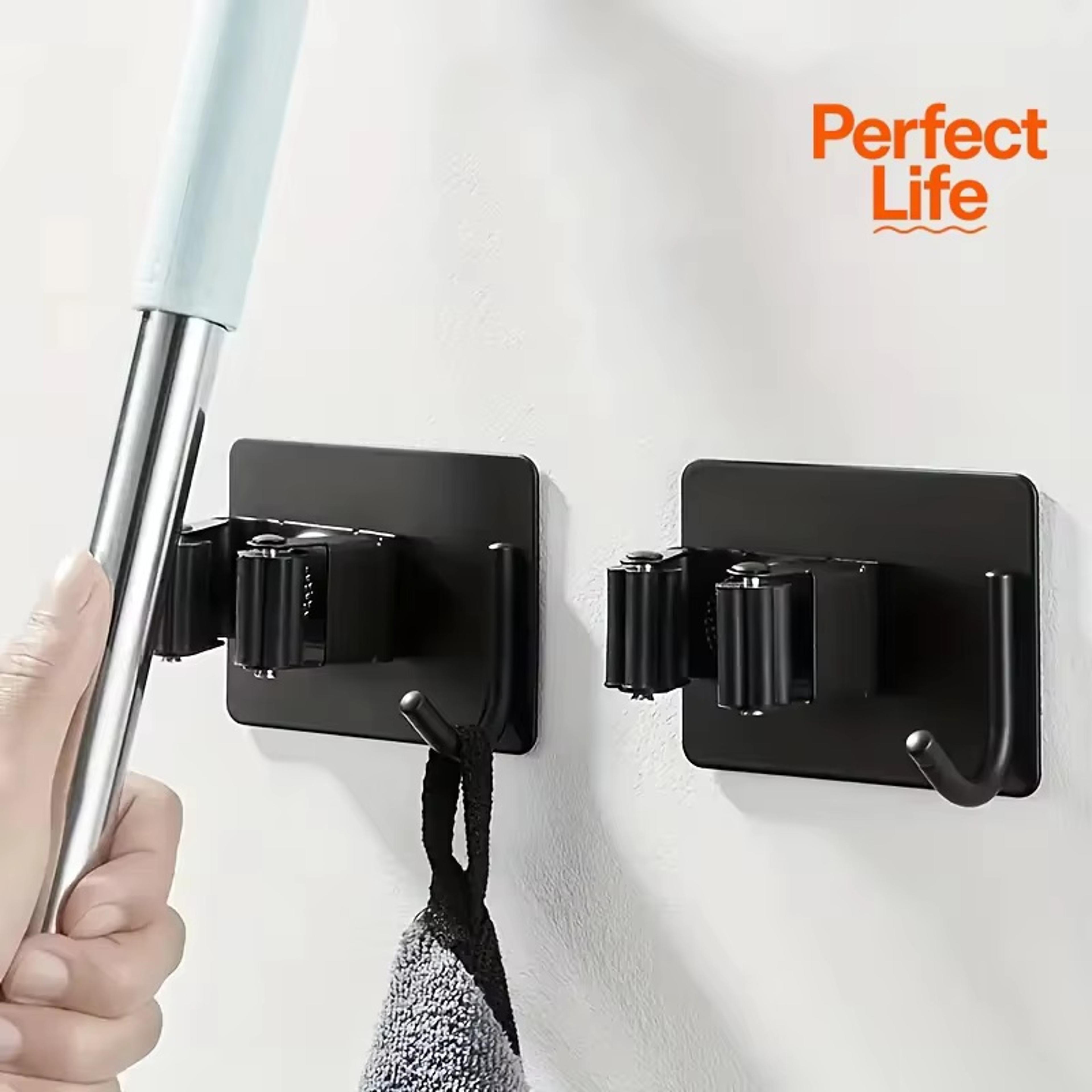 wall-mounted mop clip, stainless steel non-punching hook, multifunctional broom and mop rack