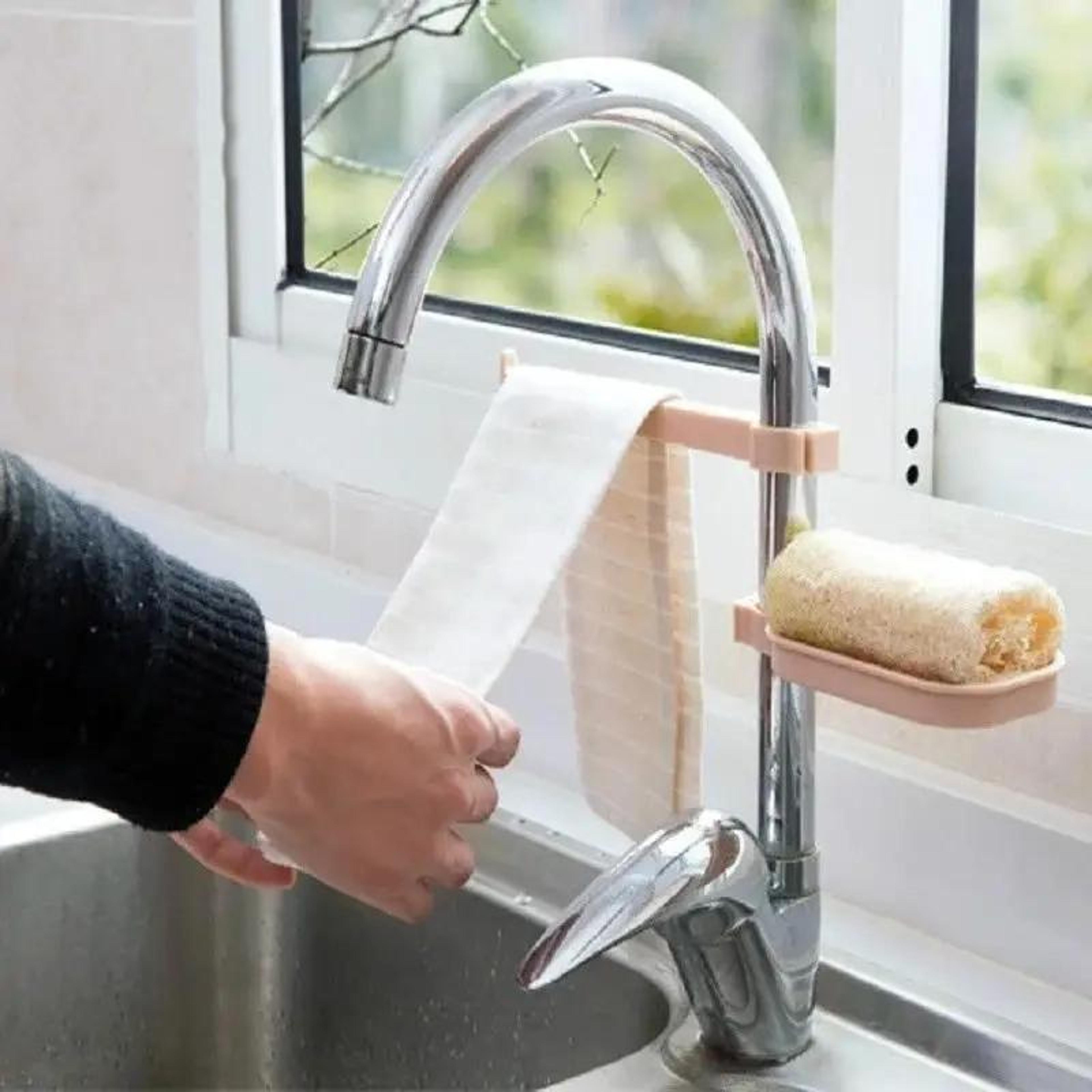 adjustable drain basket, multifunction sink storage rack, sponge cloth soap box, kitchen holders gadgets