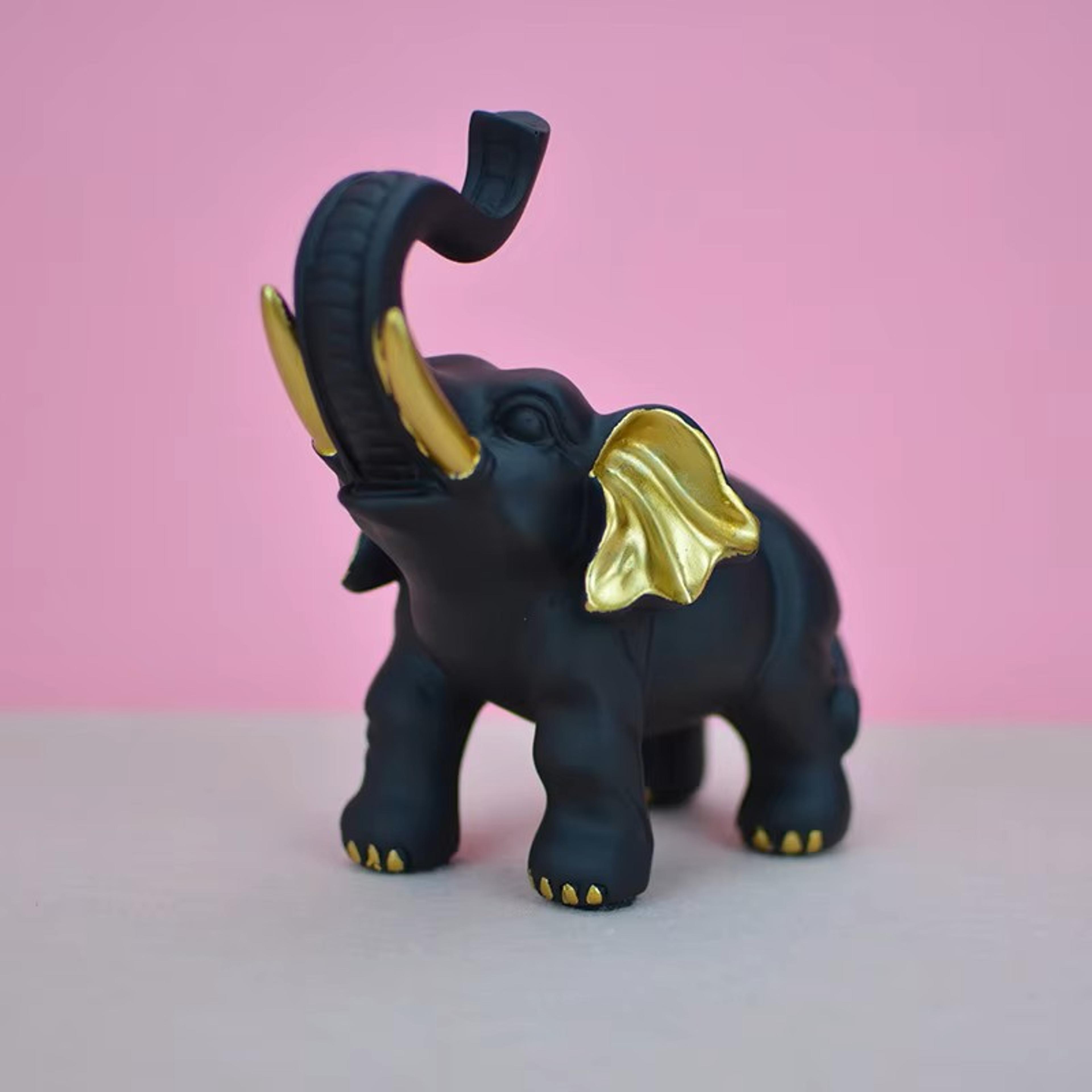 Black Gold Elephant Statue Good Fortune Ornament For Living Room Home Decoration Display 2