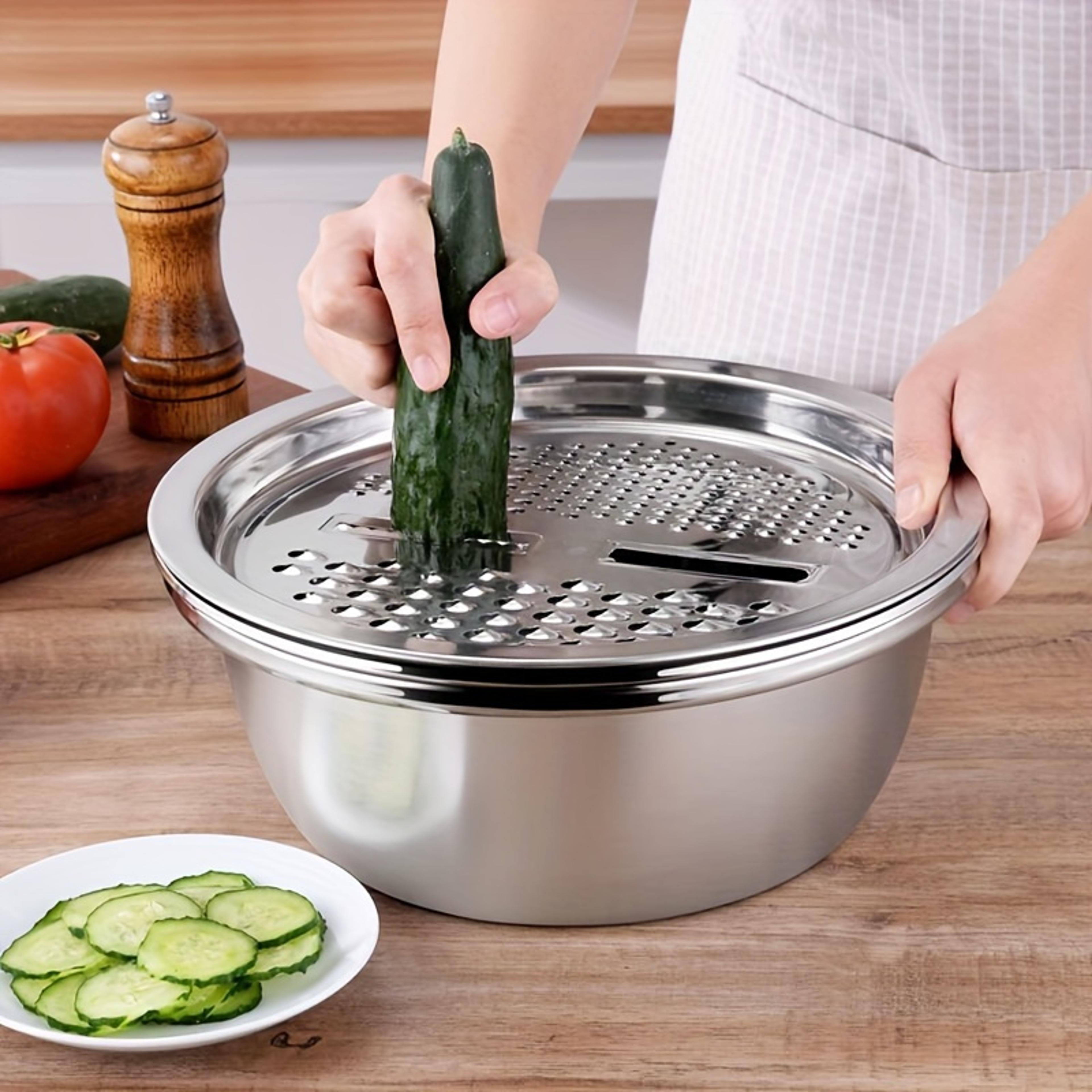 stainless steel kitchen kit with multifunctional mixing bowl, vegetable slicer for easy cleaning and slicing fruits