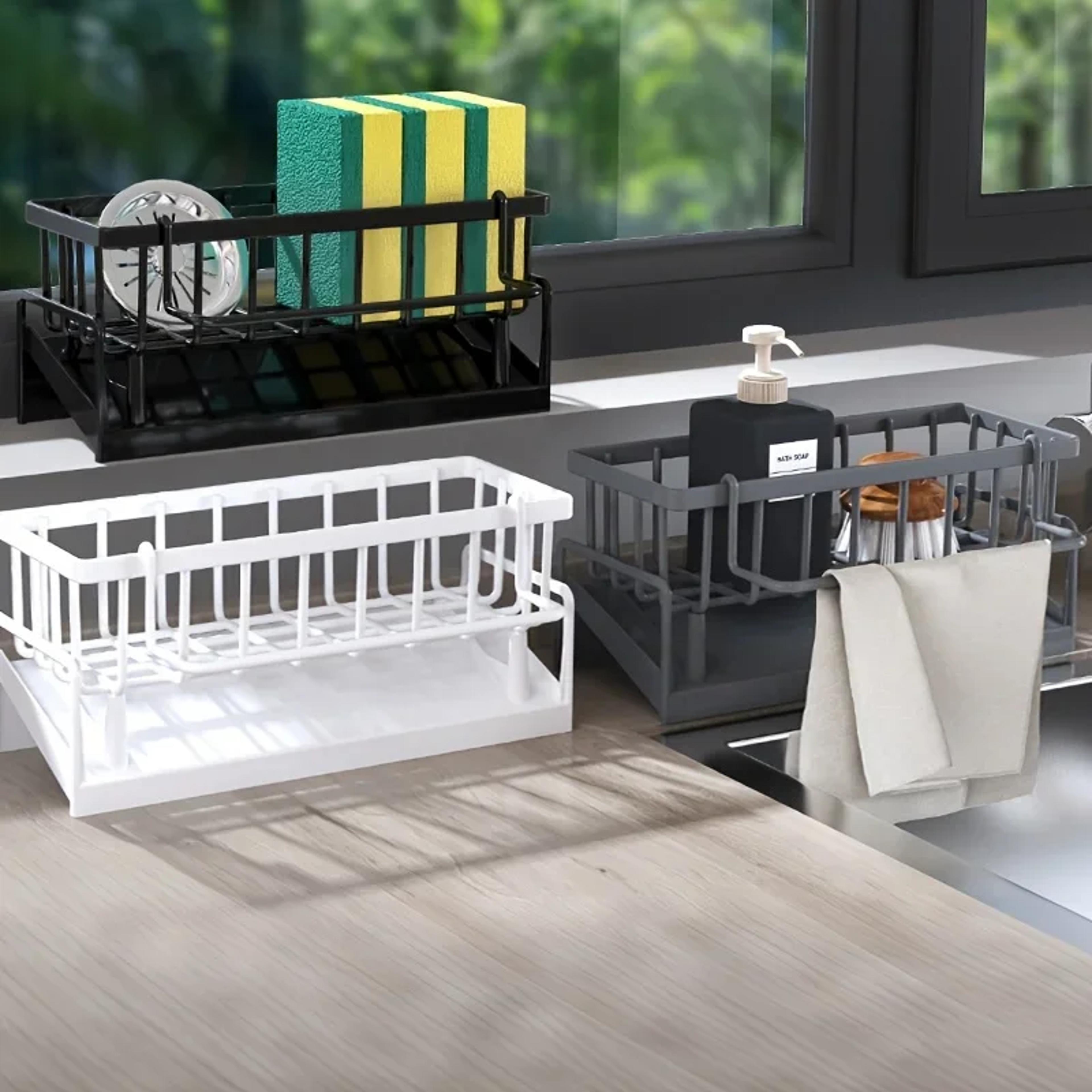 Waterproof Shelf MultiUse Sink Organizer Draining Rack For Kitchen Countertop Storage 2