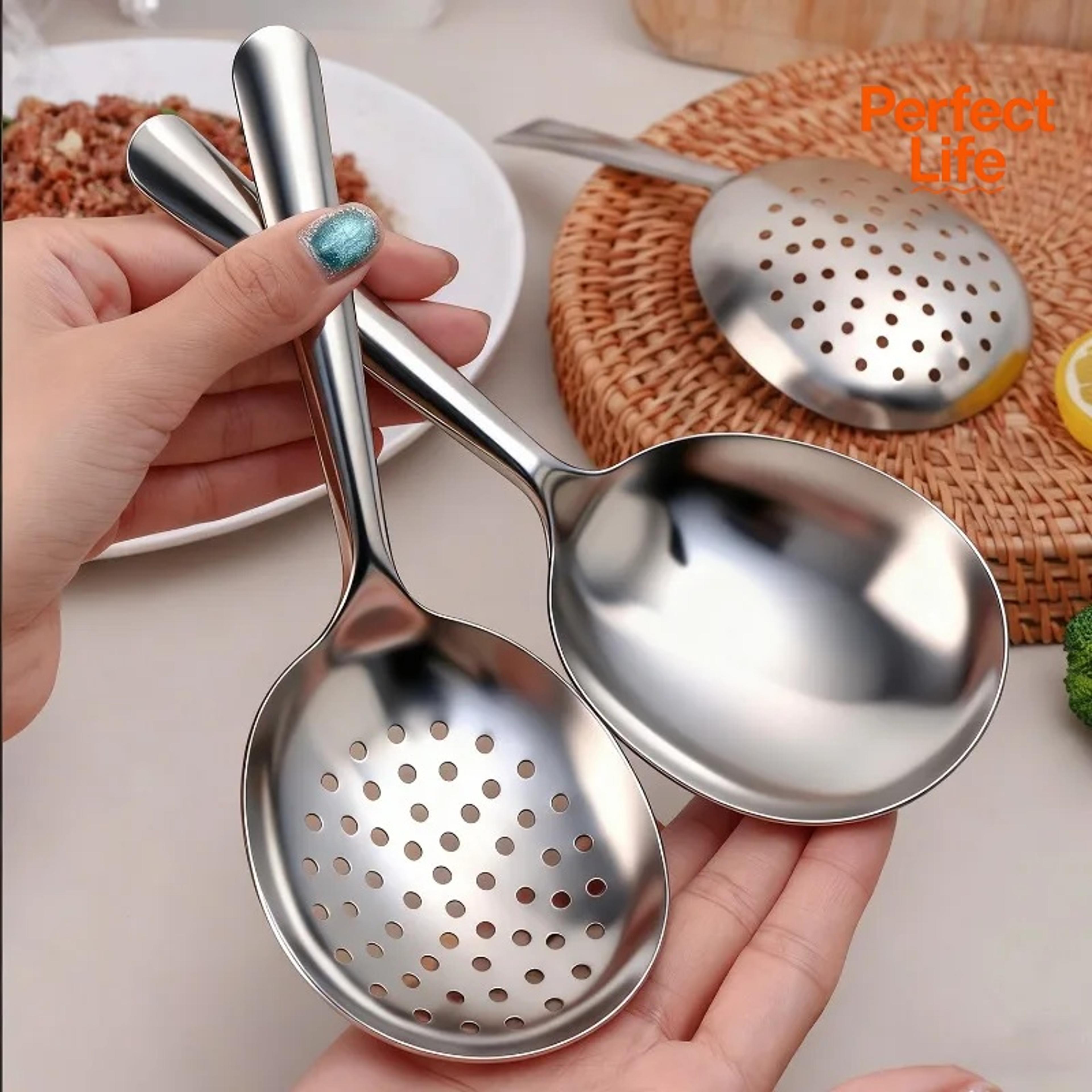heat insulated handle kitchen utensils, stainless steel ladles for serving, soup rice spoon