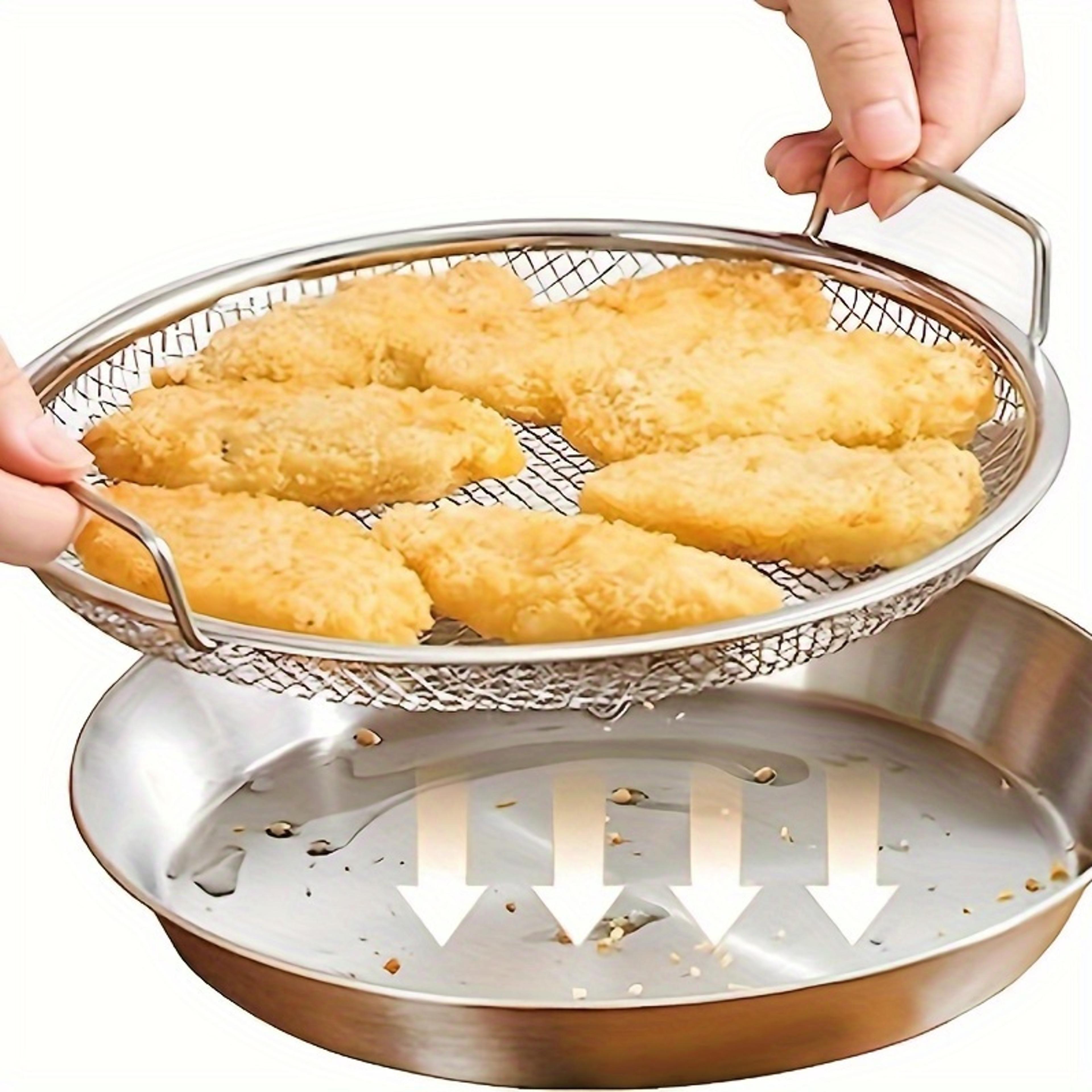 stainless steel mesh basket, reusable filter tray for frying, grilling, kitchen strainer, fruit and vegetable water filt
