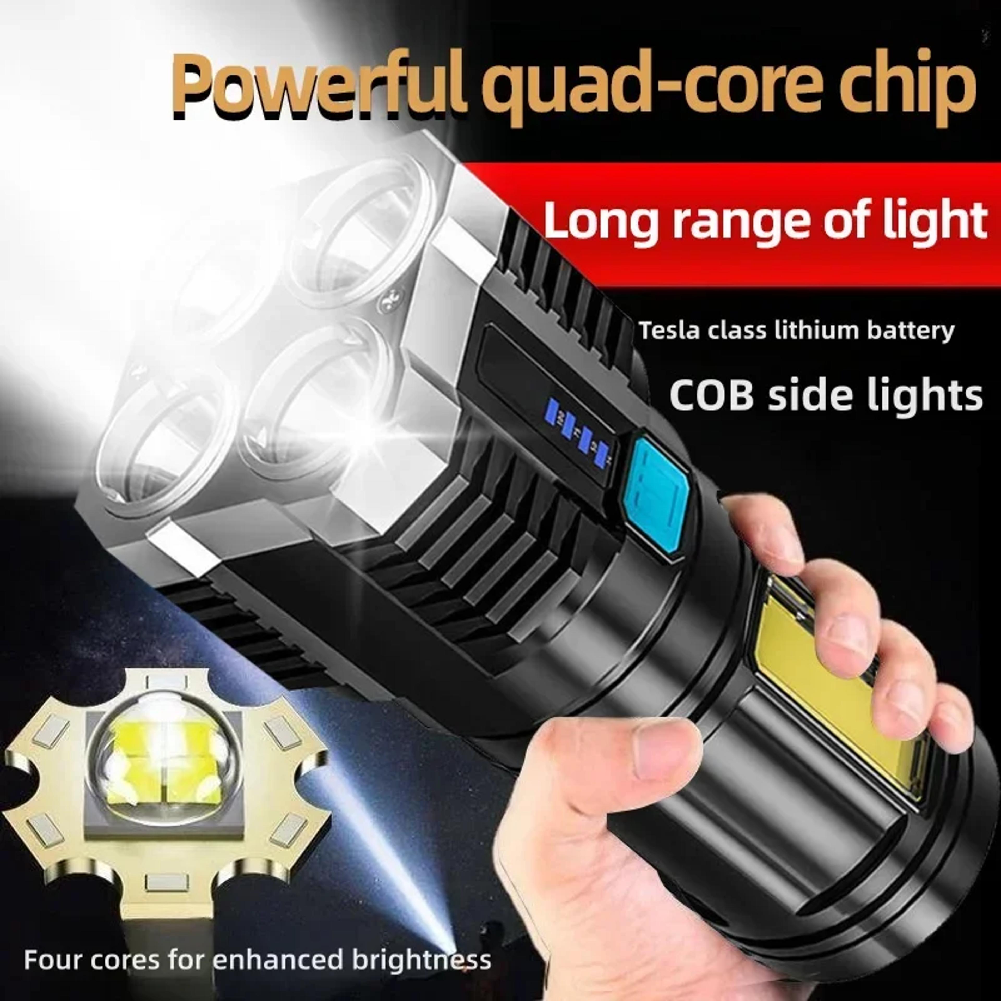 High Power LED Flashlight Camping Torch USB Rechargeable COB Side Light Portable Hand Lantern 1