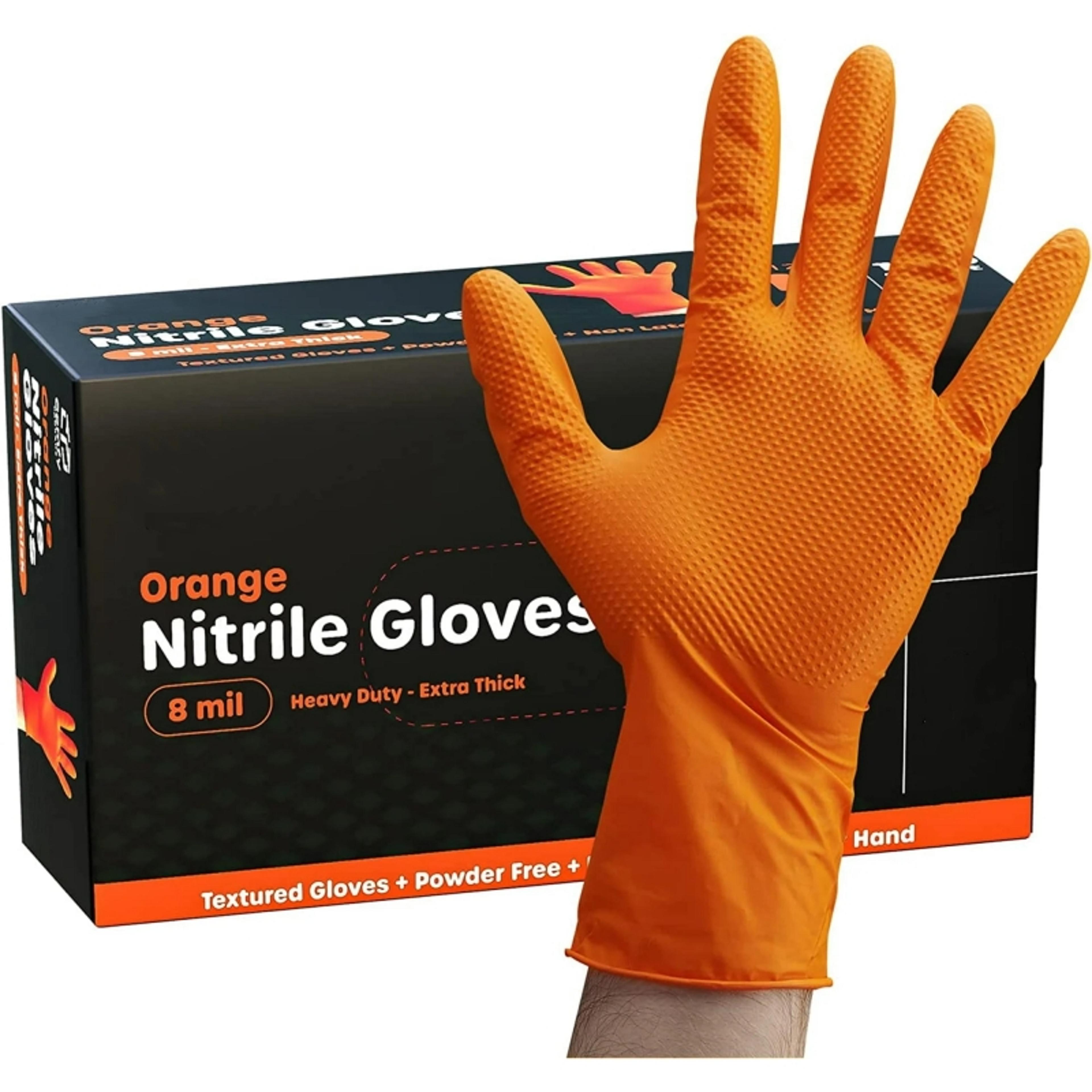 heavy duty nitrile mechanic gloves industrial-grade, disposable, latex-free, puncture and chemical resistant