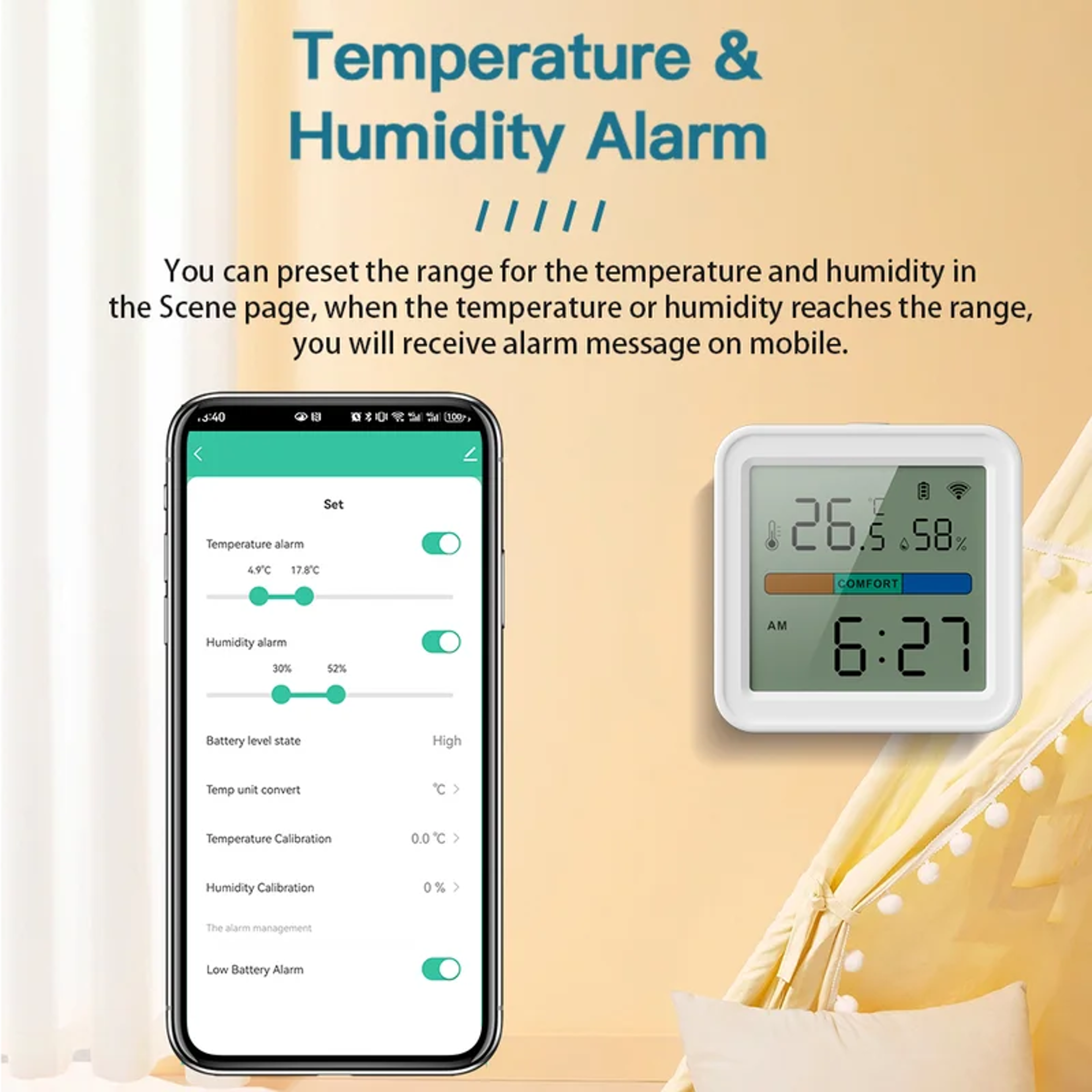 Smart WiFi Temperature And Humidity Sensor Backlit Hygrometer Thermometer Compatible With Alexa  Go 1