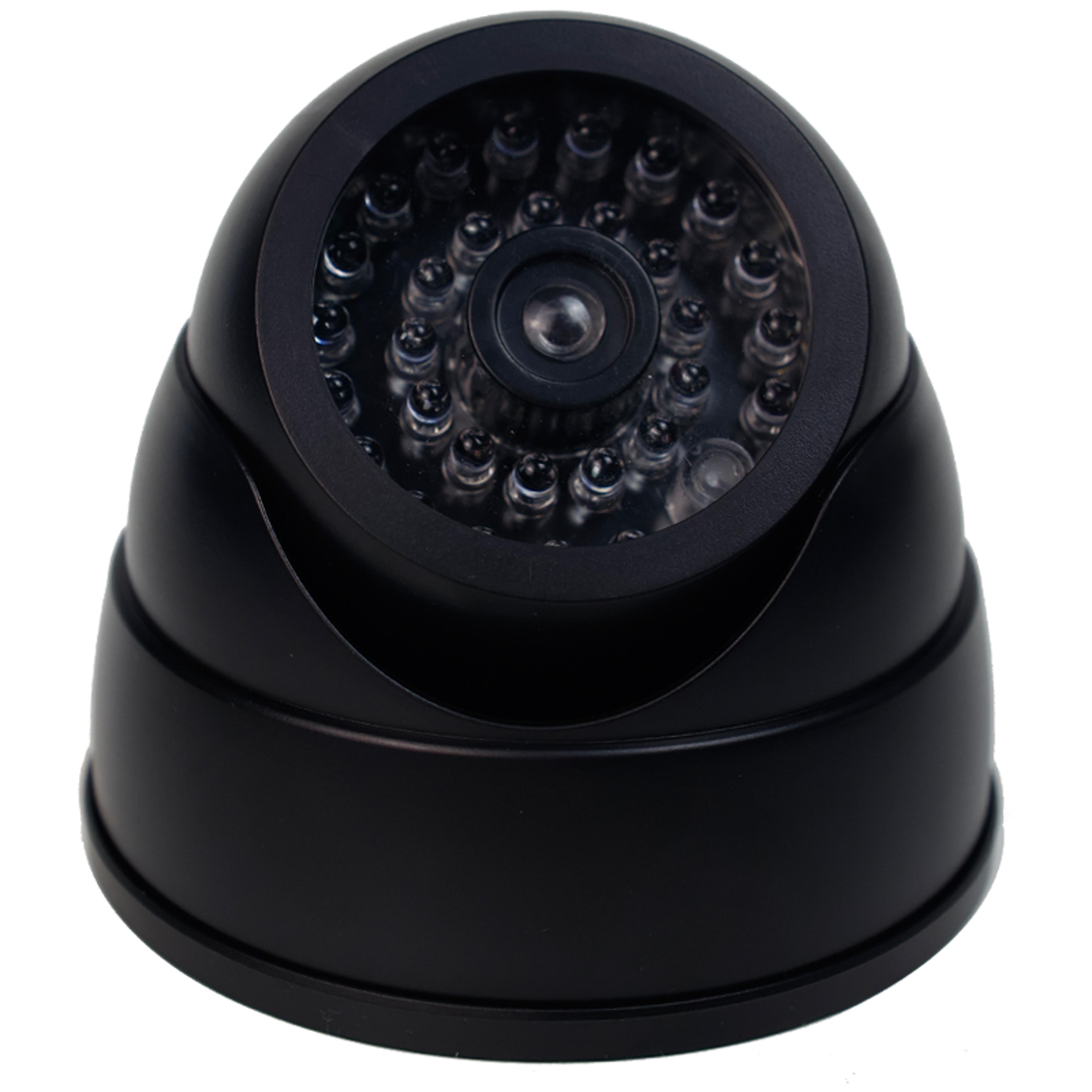 Realistic Fake Dome Security Camera With Red LED Light  Battery Operated IndoorOutdoor Surveillance