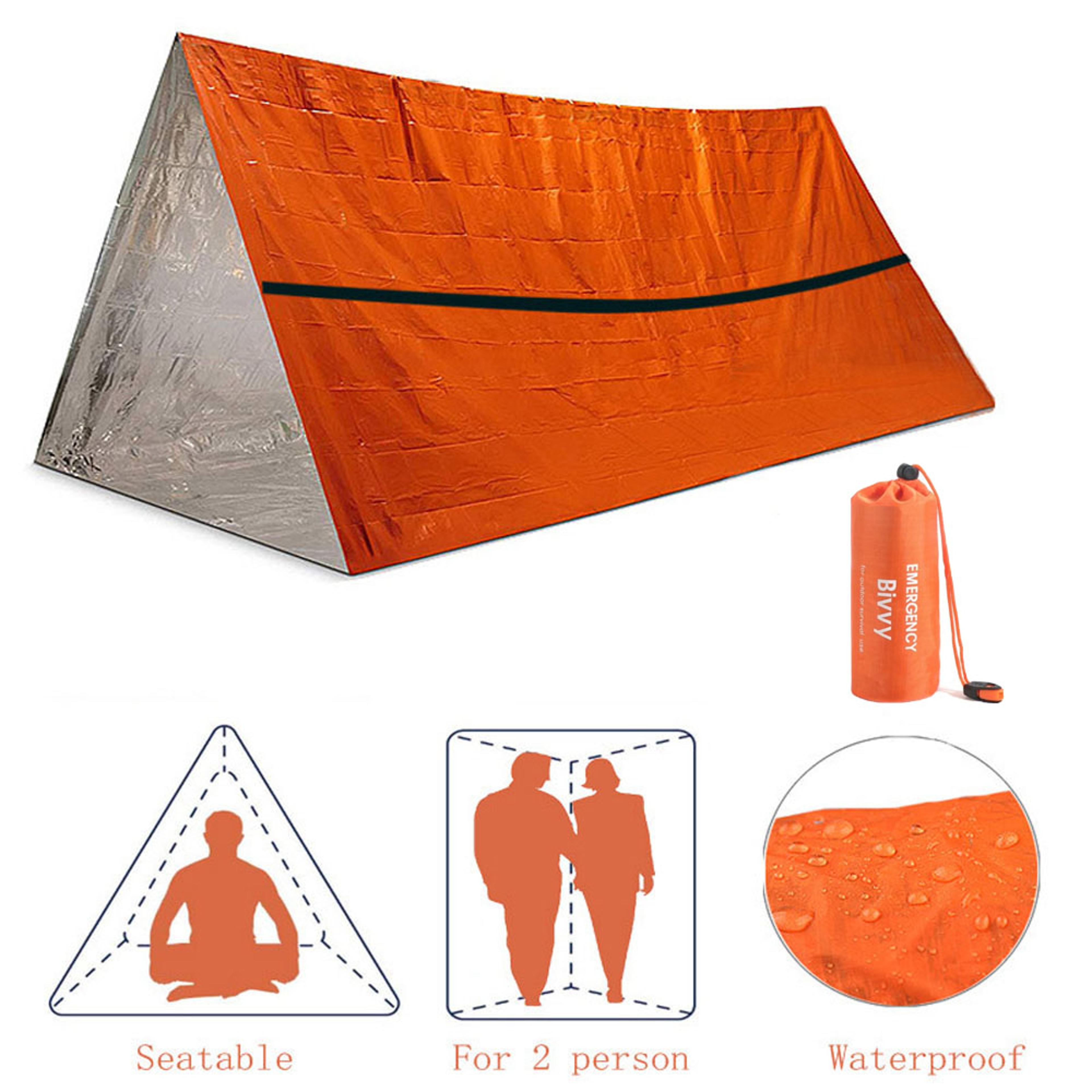 emergency shelter bivy tent kit waterproof mylar tube tent, thermal blanket & sleeping bag for survival and outdoor us