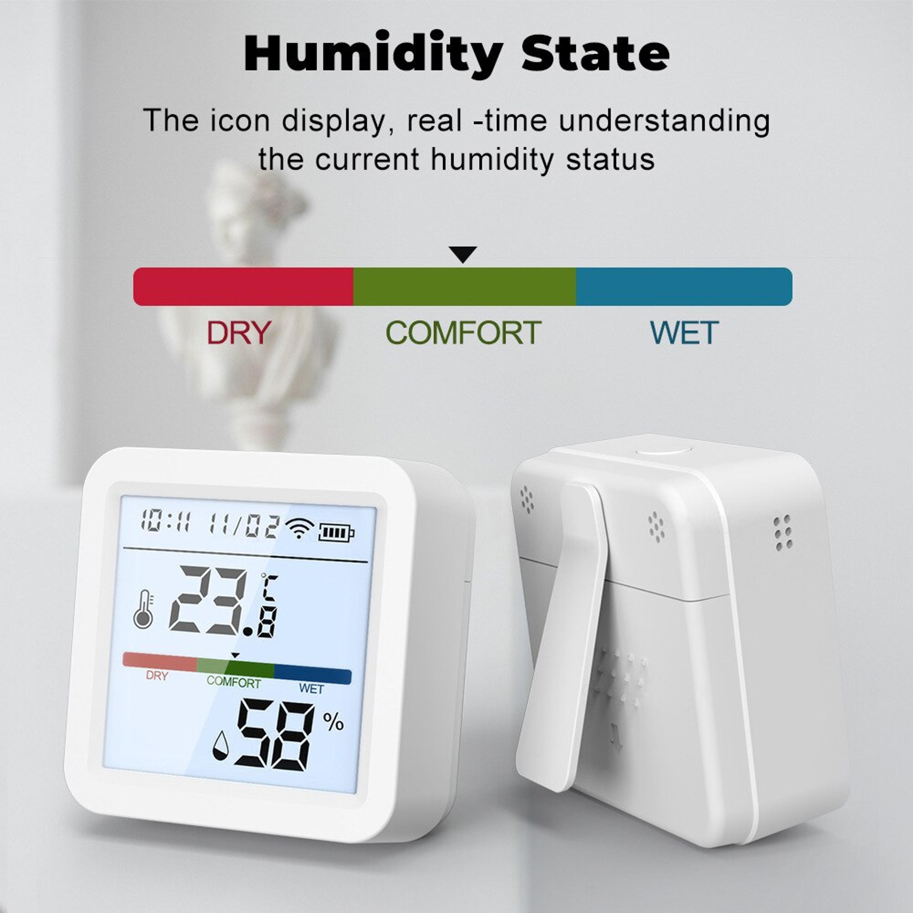 Smart WiFi Temperature  Humidity Sensor With Backlight Display  Compatible With Alexa And Google Ho 2
