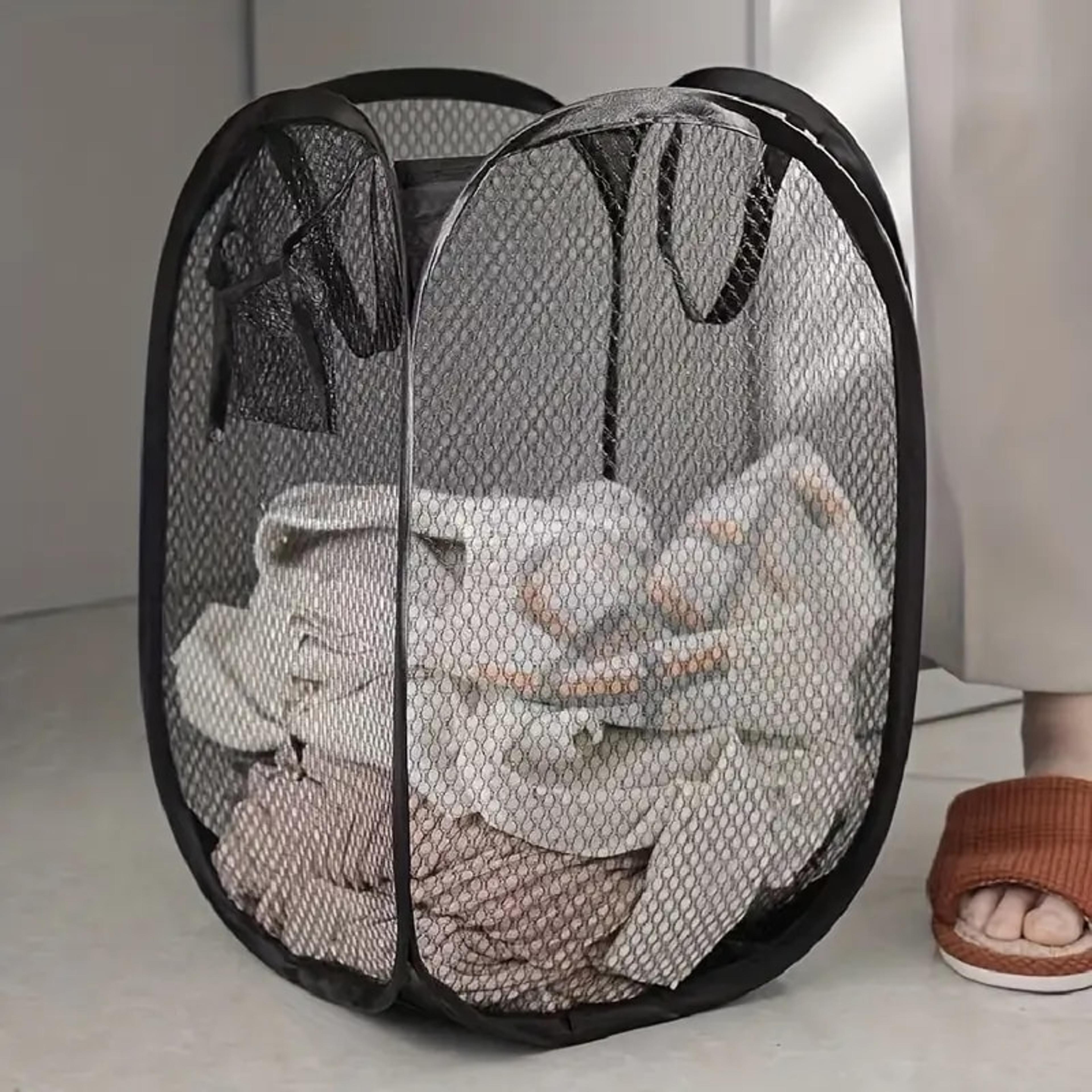 Mesh Popup Laundry Basket  Foldable Large Capacity Storage Basket For Dirty Clothes 0