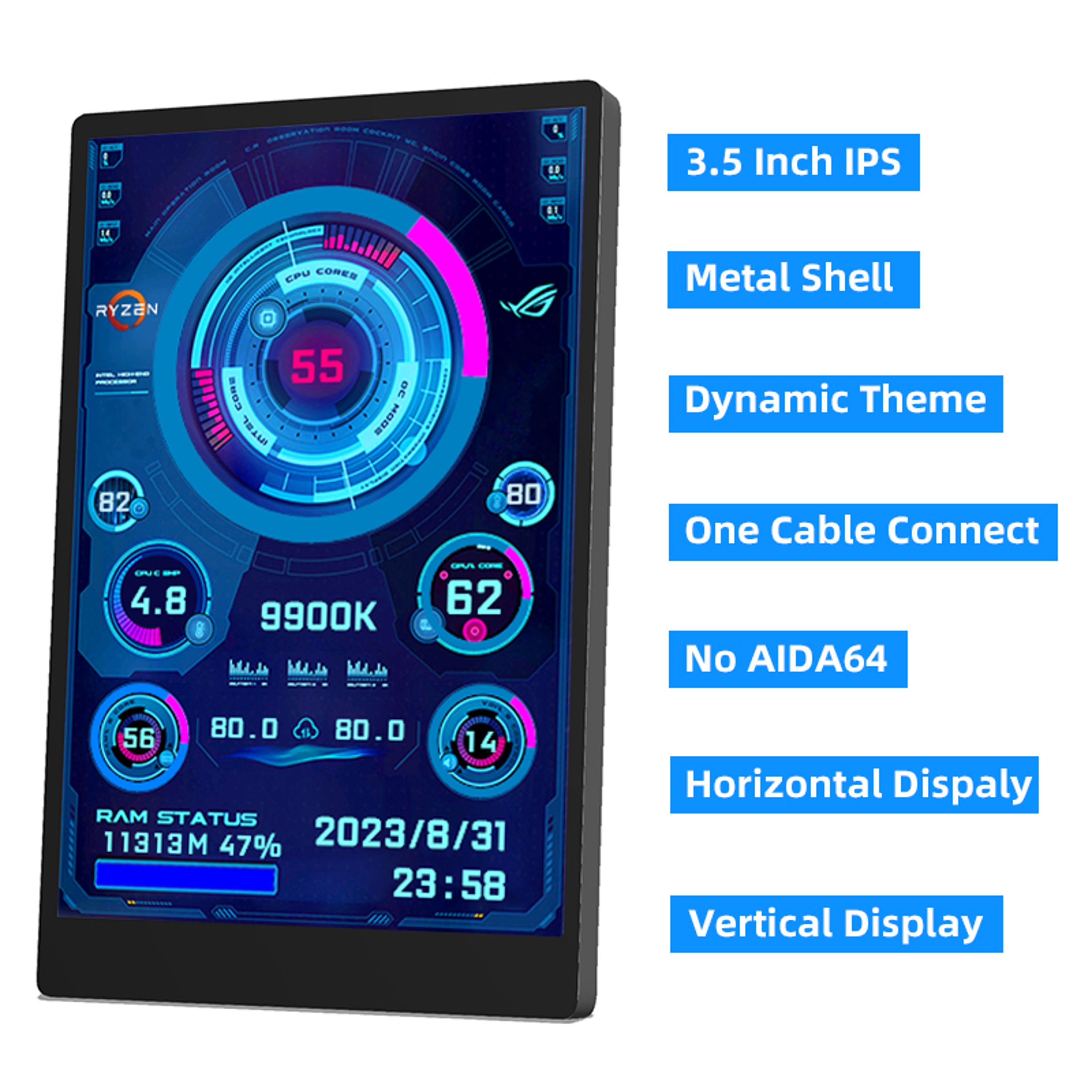 USB LCD Secondary Screen For Computer  CPU GPU RAM HDD Display Freely Adjustable Monitor 1