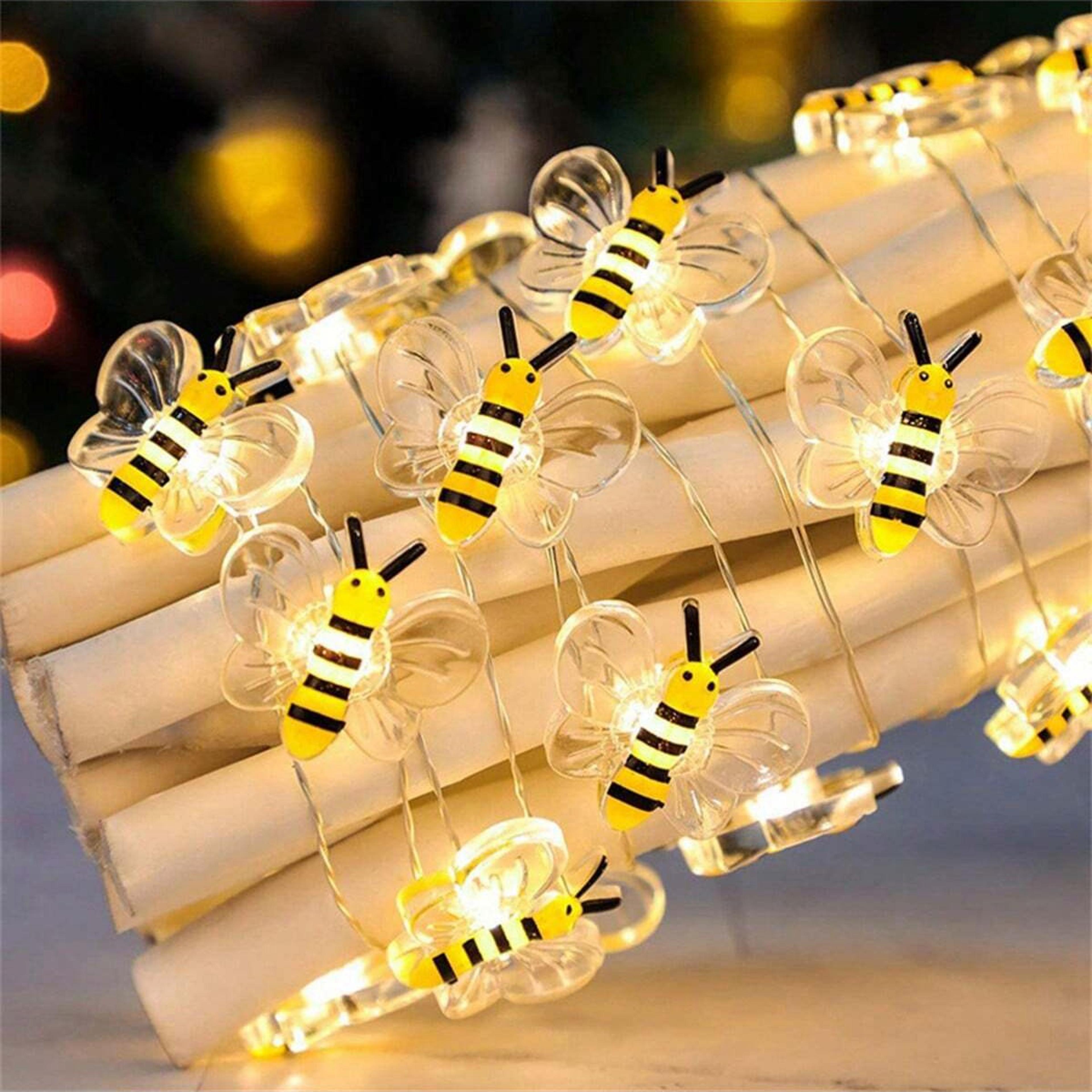 battery operated bee string lights for bedroom, patio, party, and wedding decorations perfect for xmas and garden