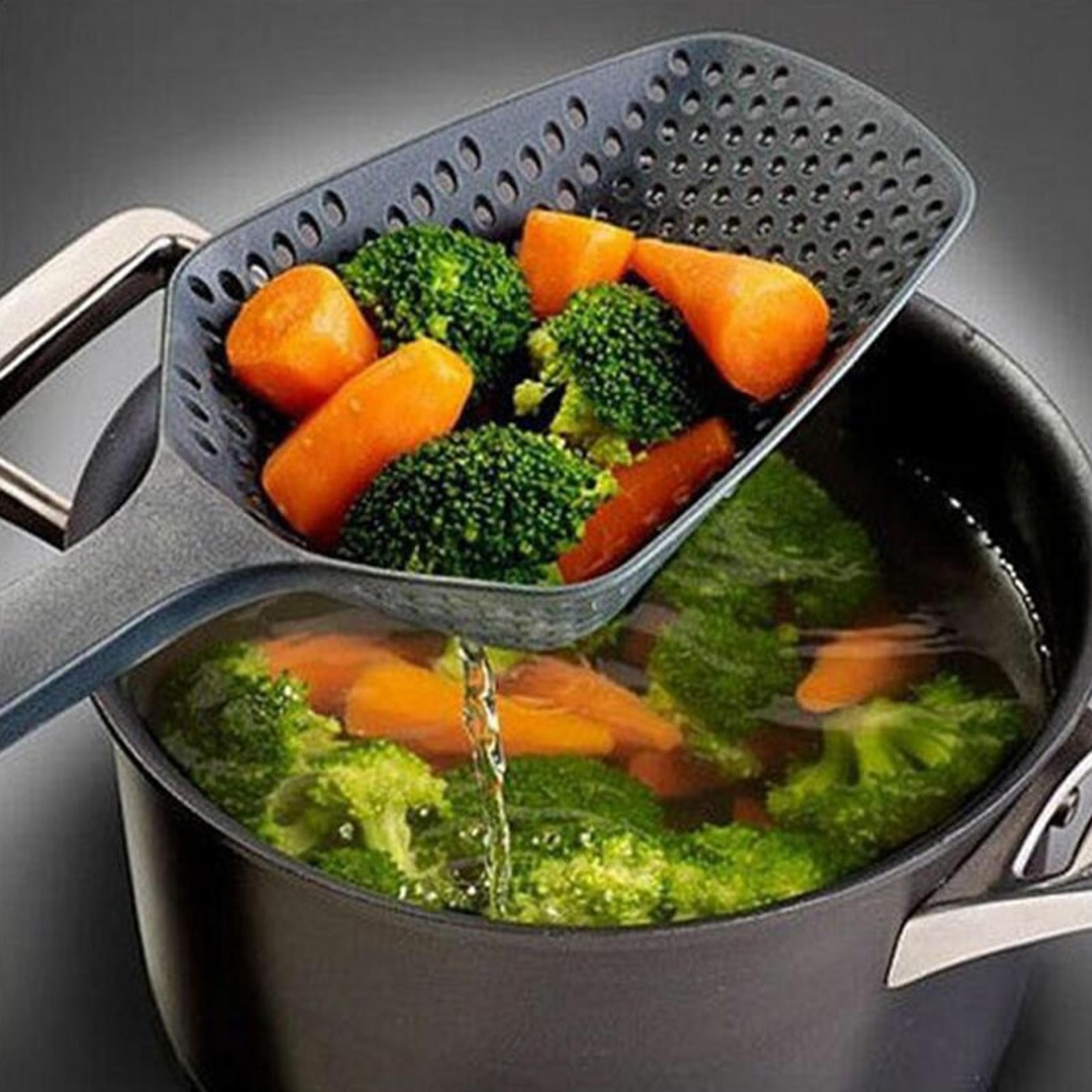 Strainer Spoon With Large Funnel  Portable Kitchen Tool For Cooking  Filtering 0