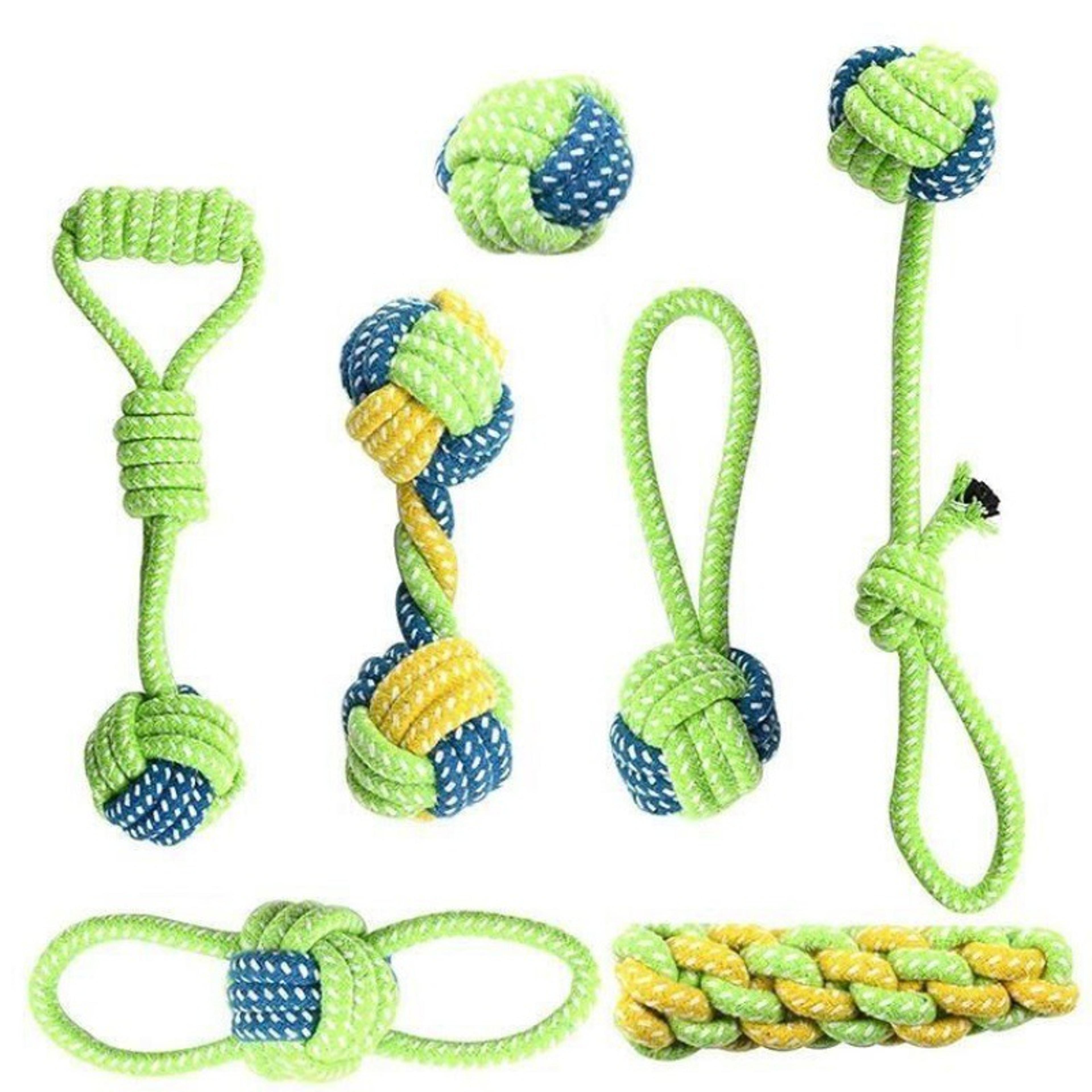 interactive cotton rope dog toy  ball and toothbrush chew for small and large dogs