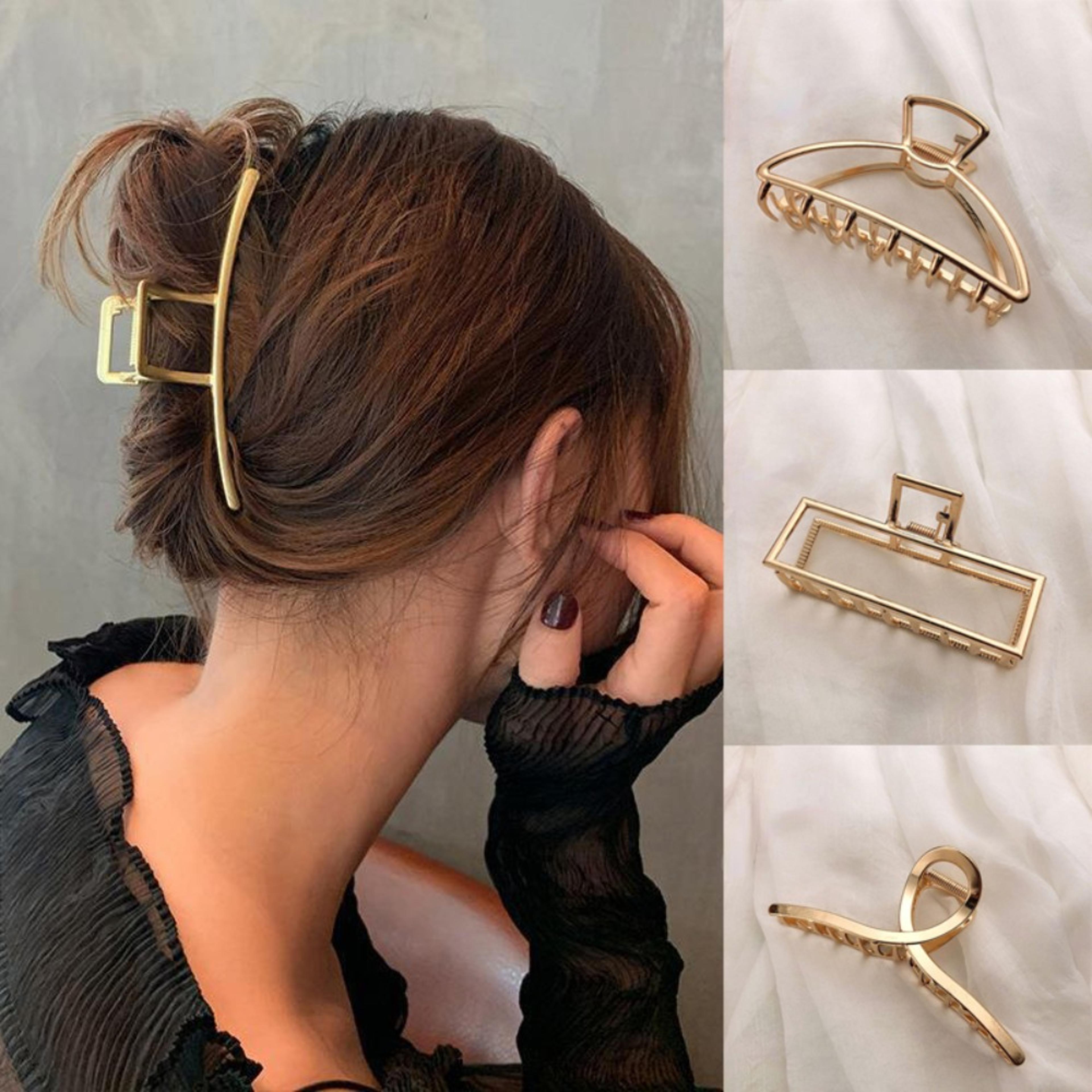 elegant gold color hollow geometric hair claw for women metal hairpin, fashion hair accessories