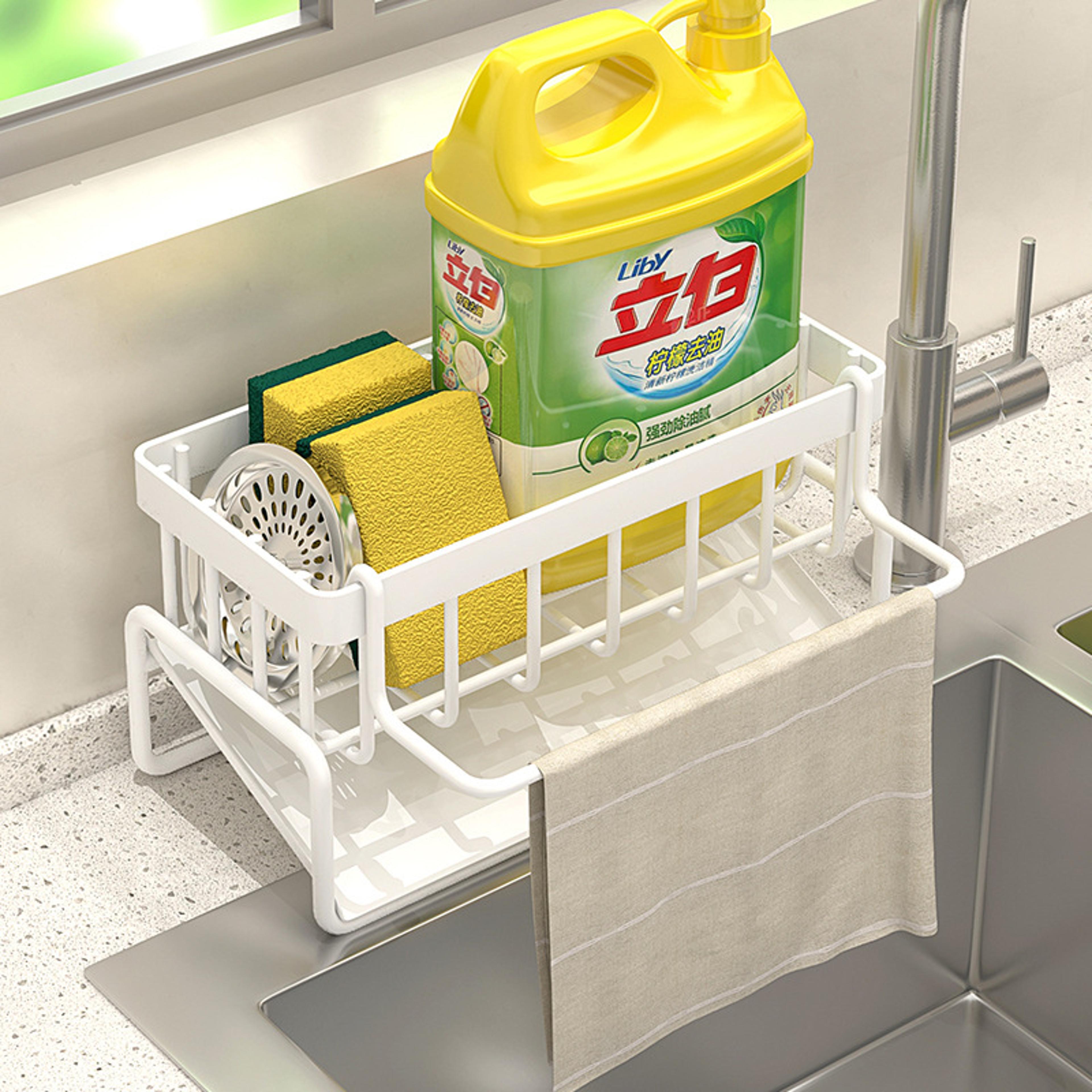 Kitchen Stainless Steel Sink Drain Rack  Multipurpose Soap  Sponge Holder Organizer 4