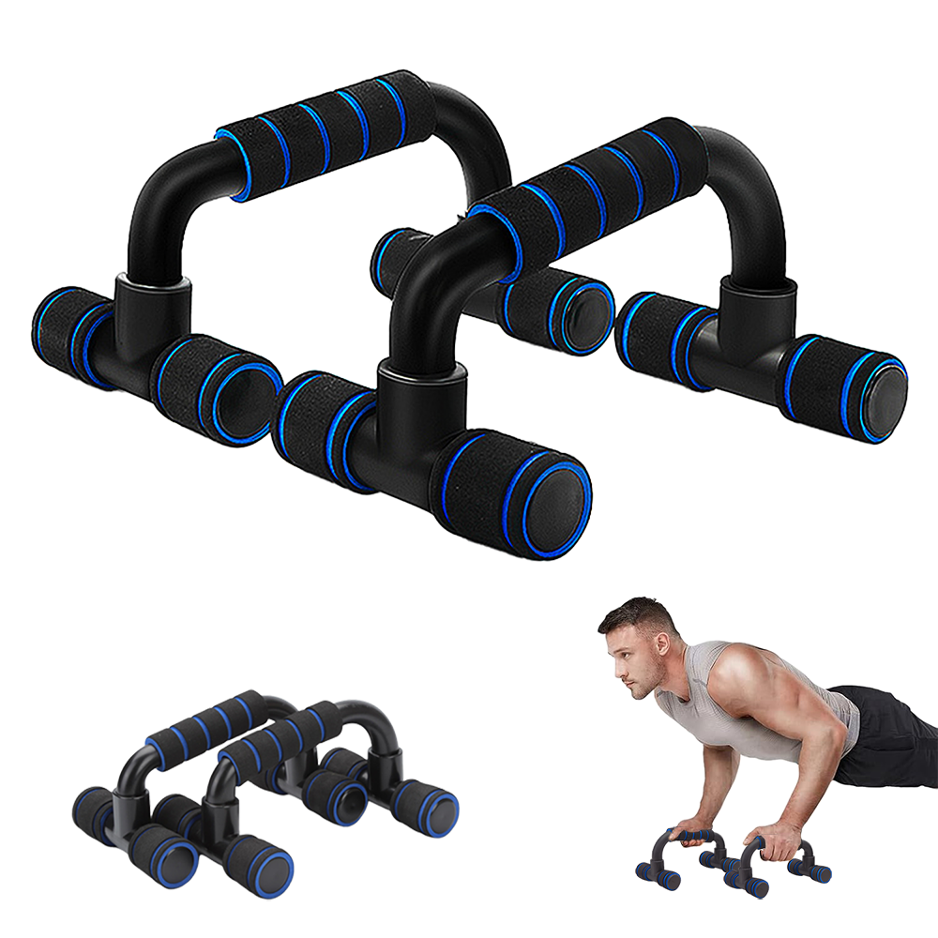 push-up bars with non-slip foam handles for arm, chest & shoulder training | fitness press up stand for home gym