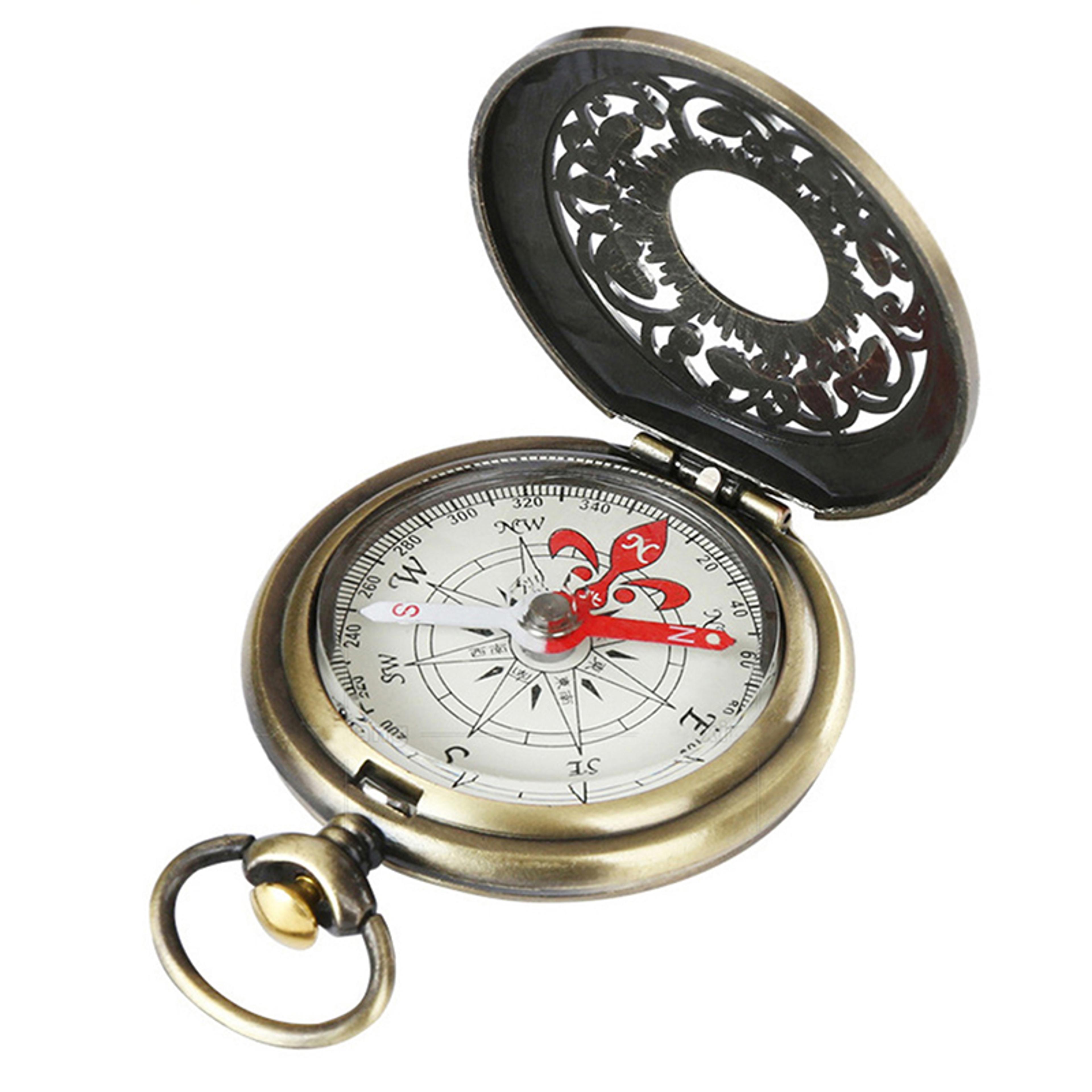 vintage bronze pocket watch compass for outdoor navigation hiking, camping & mountaineering accessory