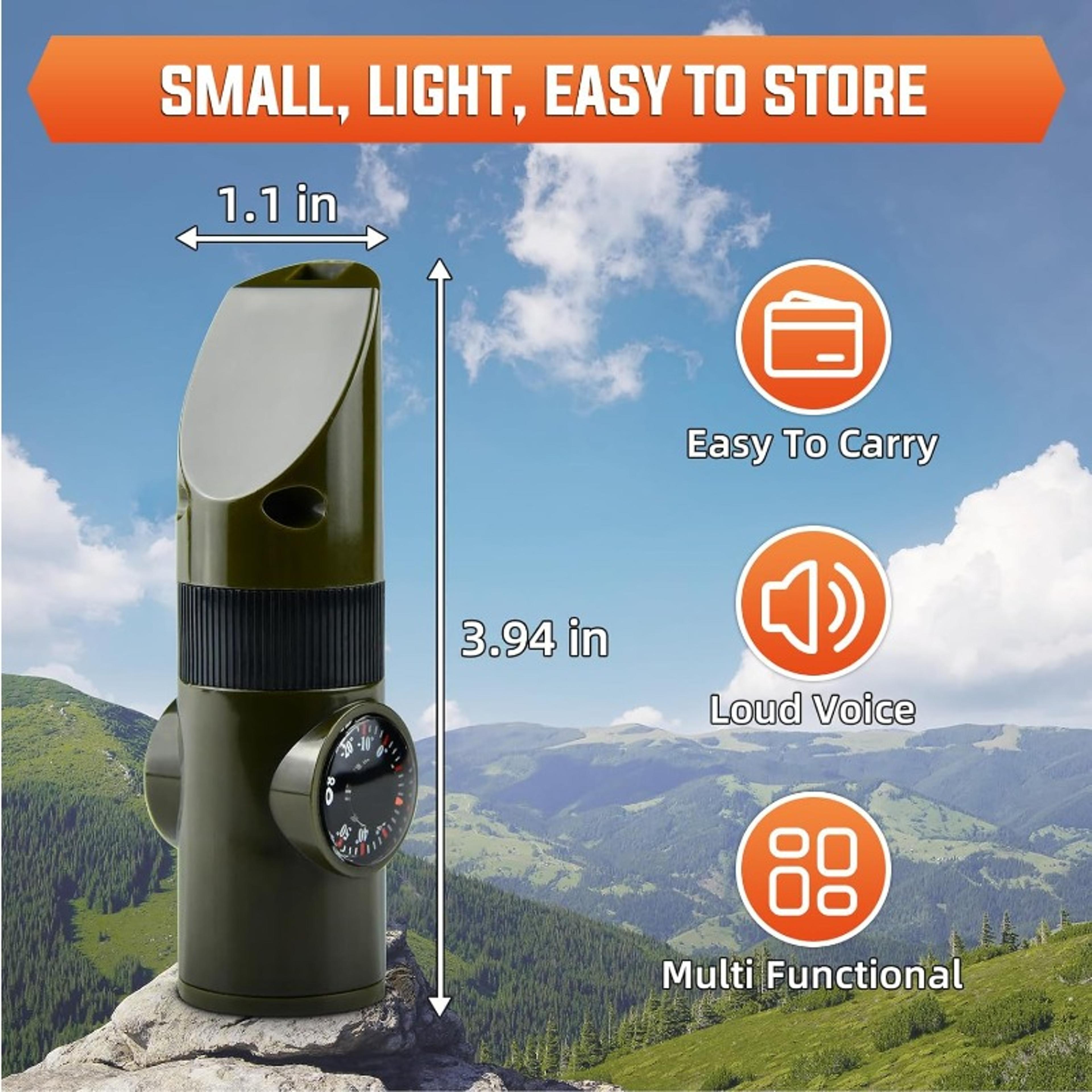 Survival Whistle With Compass LED Flashlight  Thermometer  Ultimate Outdoor Emergency Tool For Camp 2
