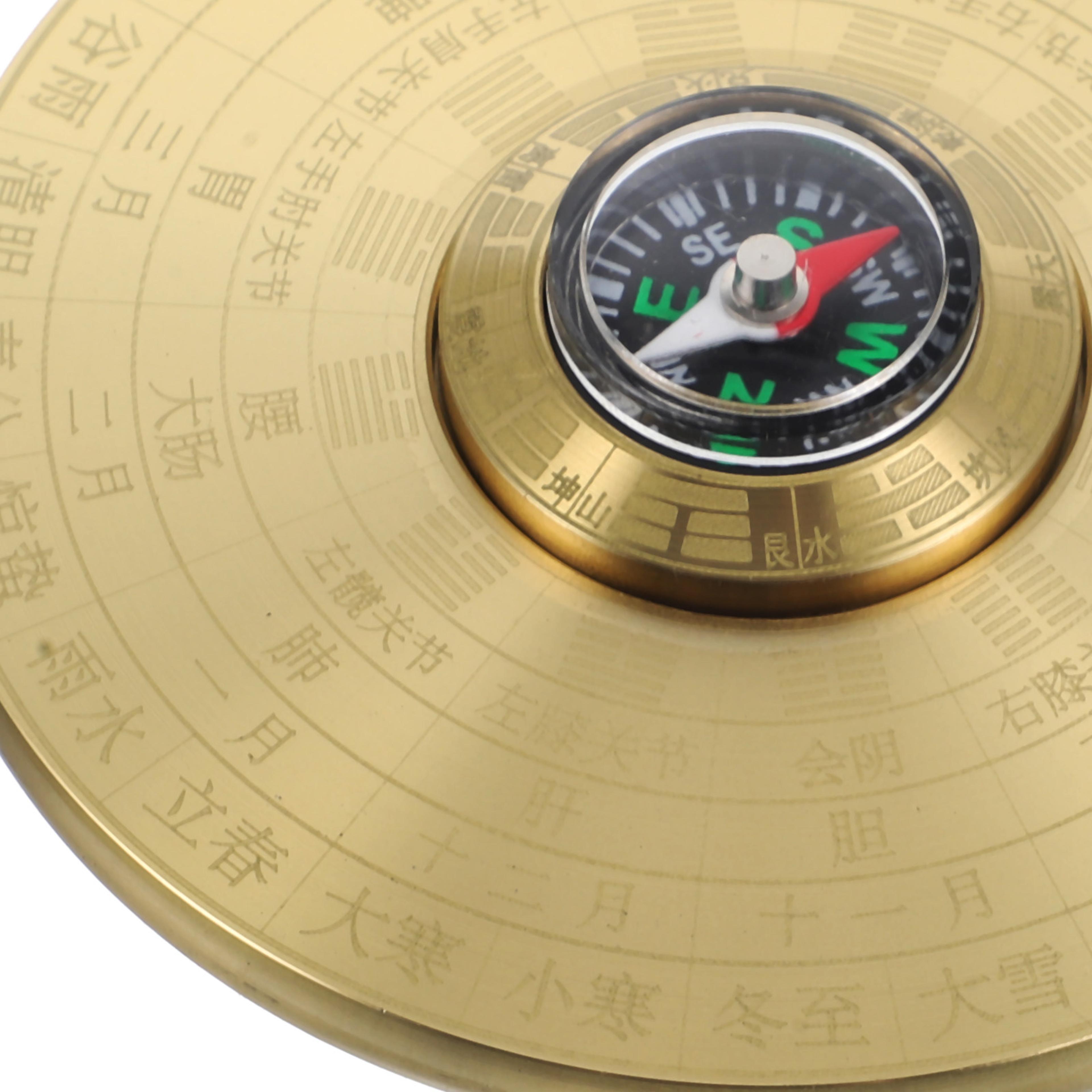 chinese traditional brass compass retro taoist small portable compass for outdoor camping and hiking
