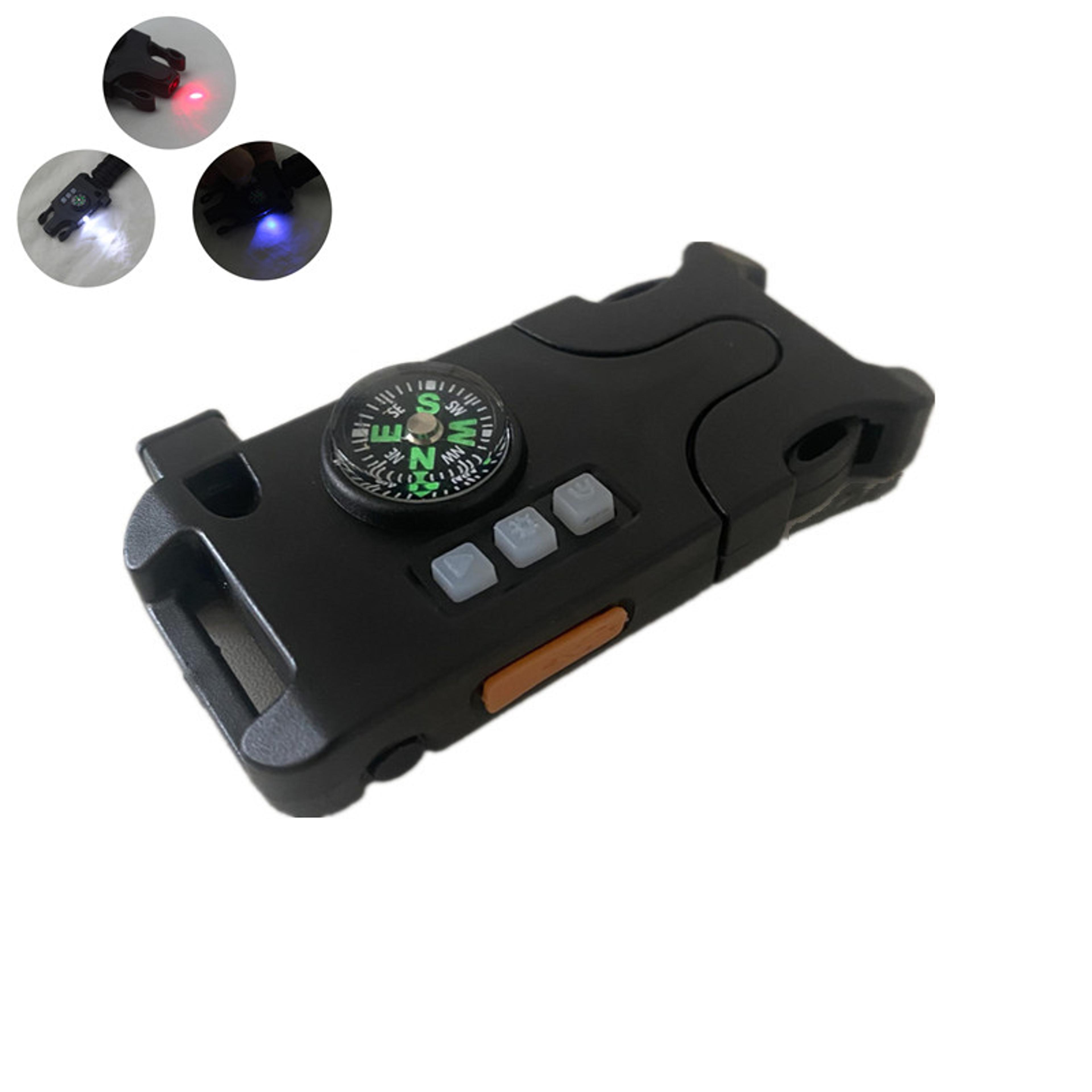 survival paracord bracelet with led flashlight and emergency gear for camping hiking outdoor safety